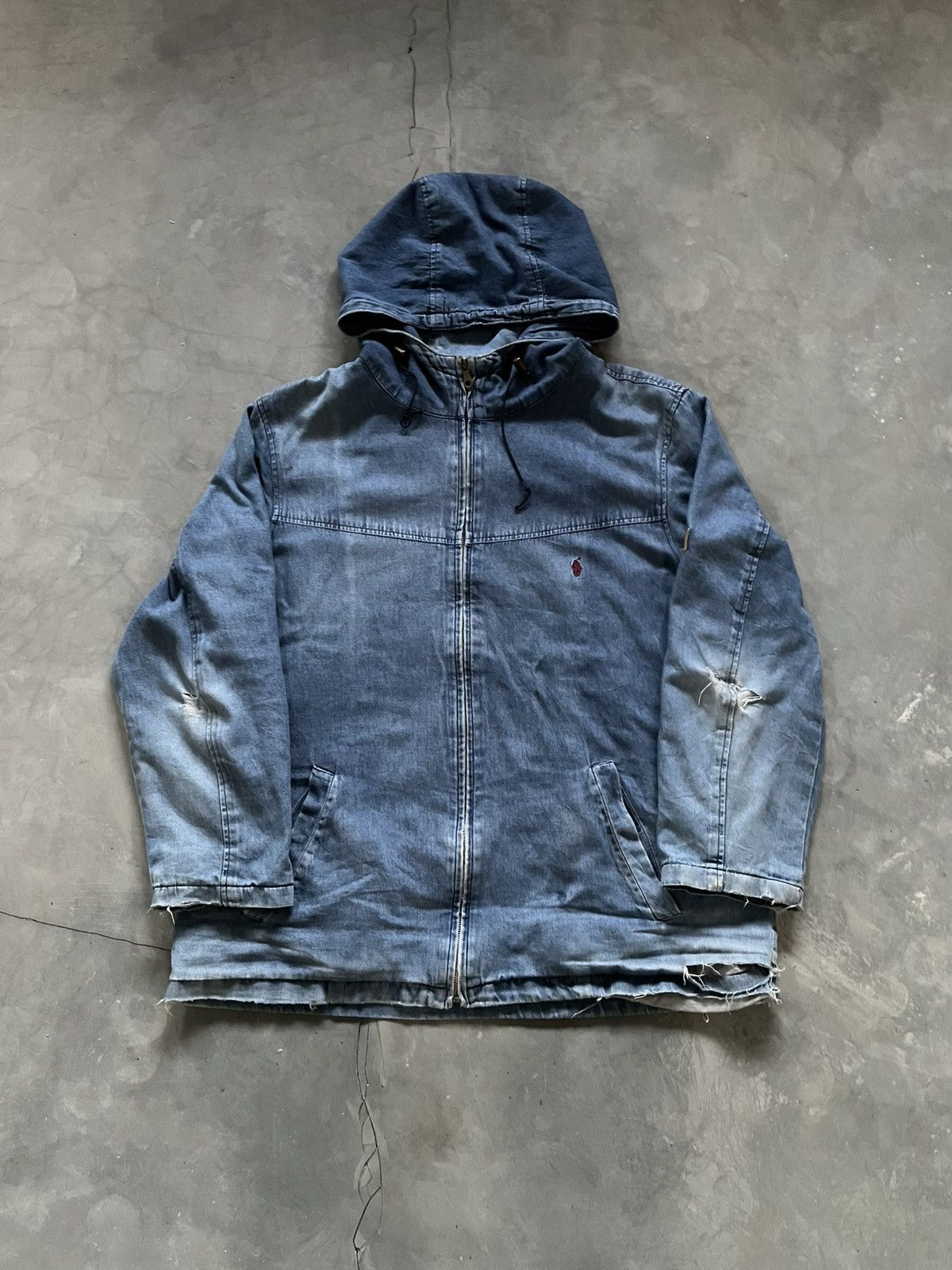Polo Ralph Lauren Polo Ralph Lauren Active Hoodie Denim Jacket Distressed Size US XL / EU 56 / 4 - 4 Thumbnail