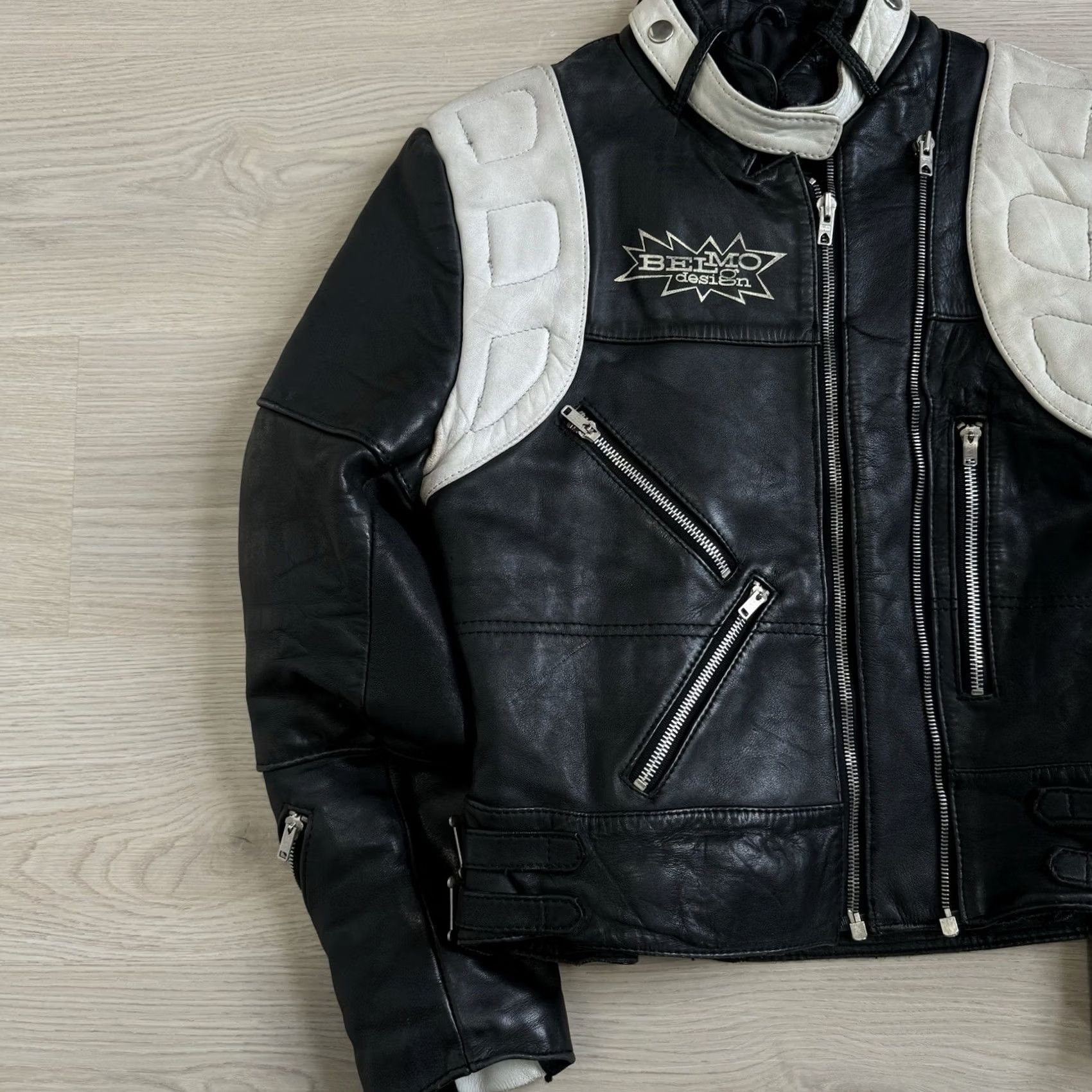 Vintage VINTAGE Belmo Design Leather Jacket Moto Motorcycle Multi Zip Size 38 Men Black 80s Size US XXS / EU 40 - 2 Thumbnail