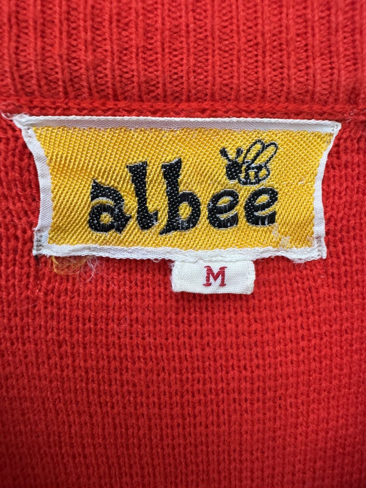Vintage Albee women’s vintage 70s red white bowling cardigan sweater Size S / US 4 / IT 40 - 8 Thumbnail