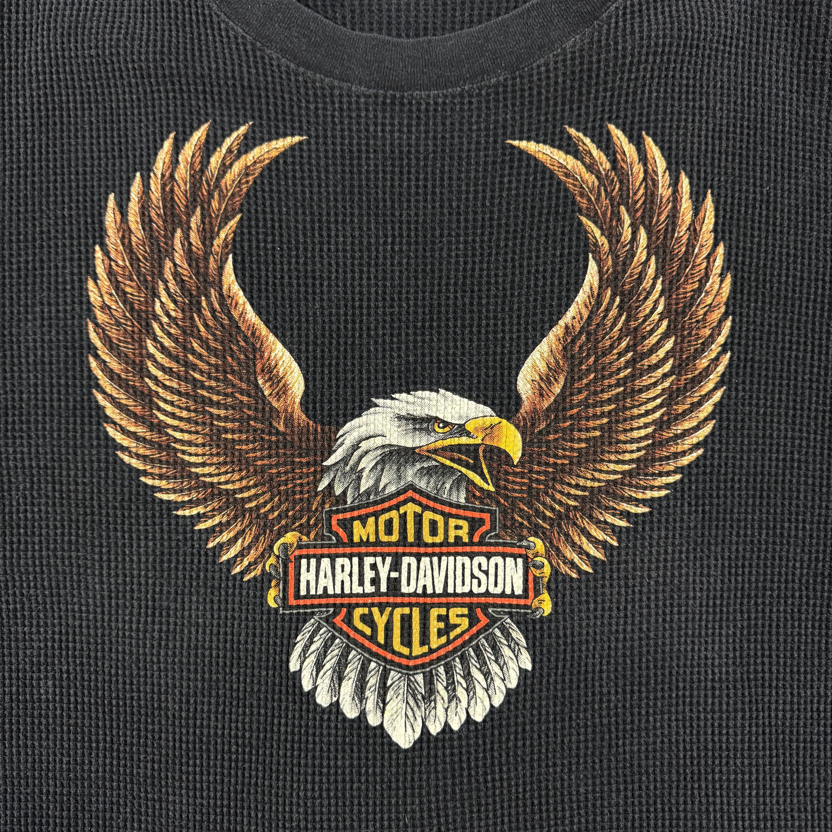 Harley Davidson × Vintage 90s Harley Davidson Eagle Thermal Longsleeve Size US XL / EU 56 / 4 - 3 Thumbnail