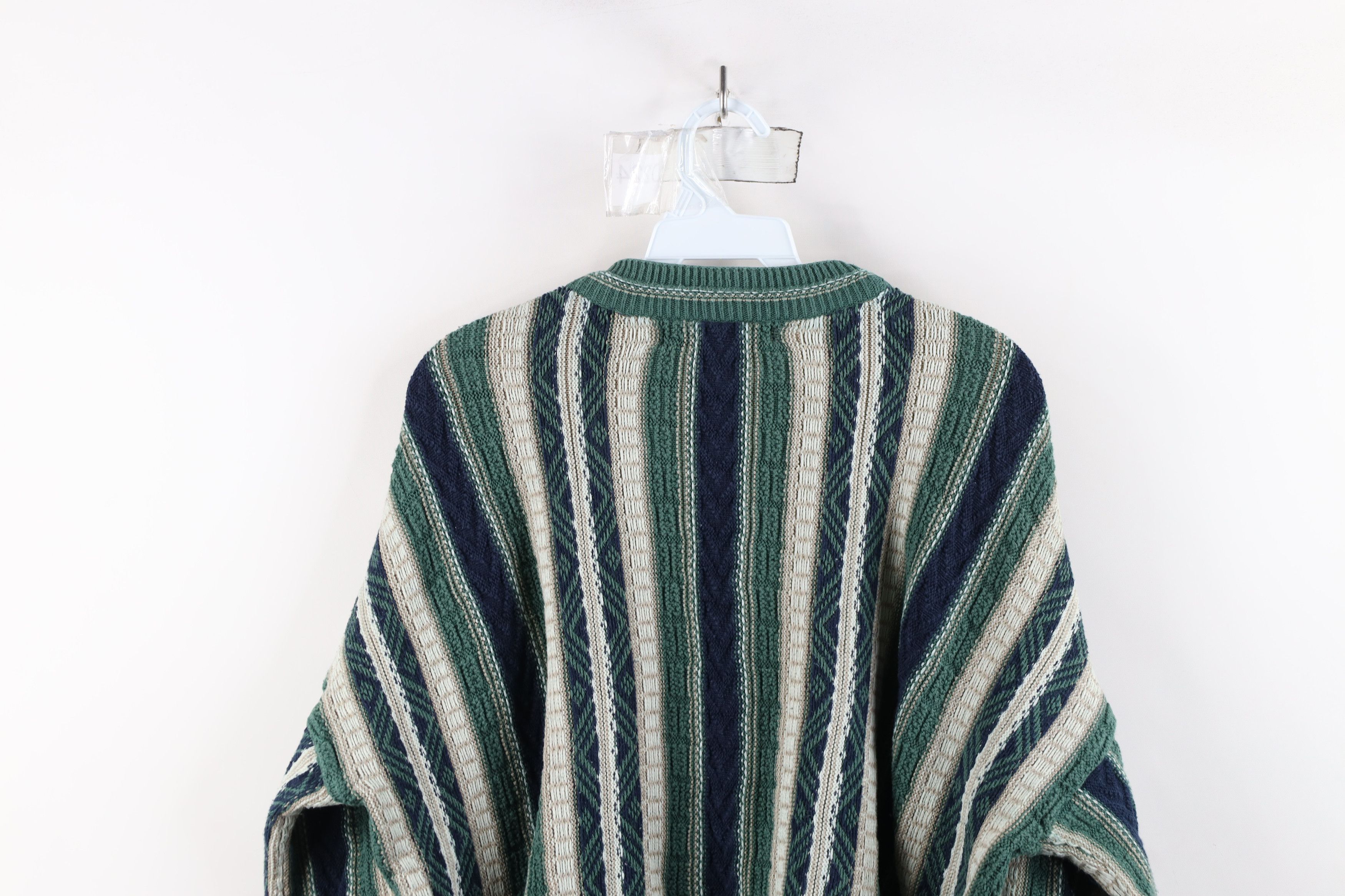 Vintage Vintage 90s Coogi Style Textured Striped Knit Sweater Size US L / EU 52-54 / 3 - 9 Thumbnail