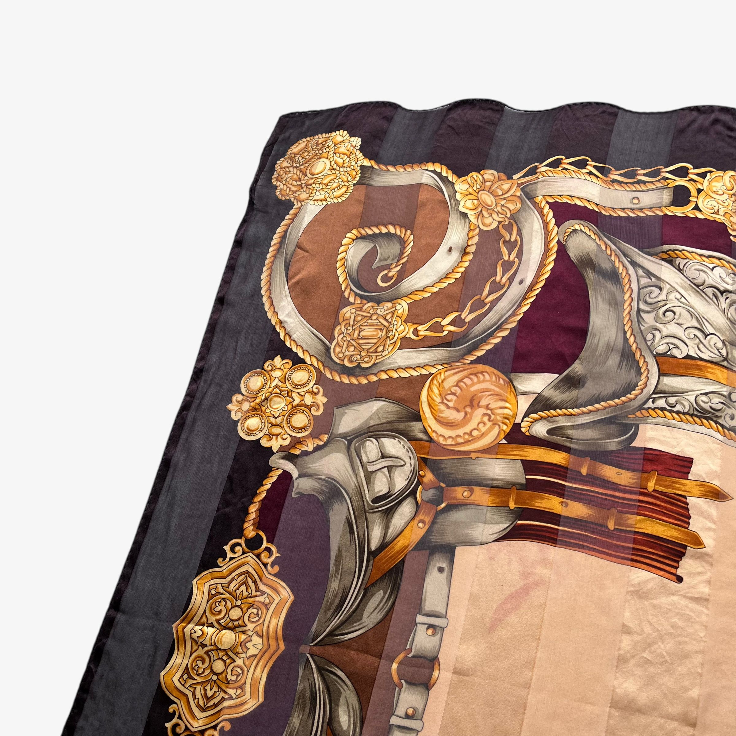 Paolo Gucci Vintage 80s Paolo Gucci Equestrian Saddle Print Silk Scarf Size ONE SIZE - 4 Thumbnail