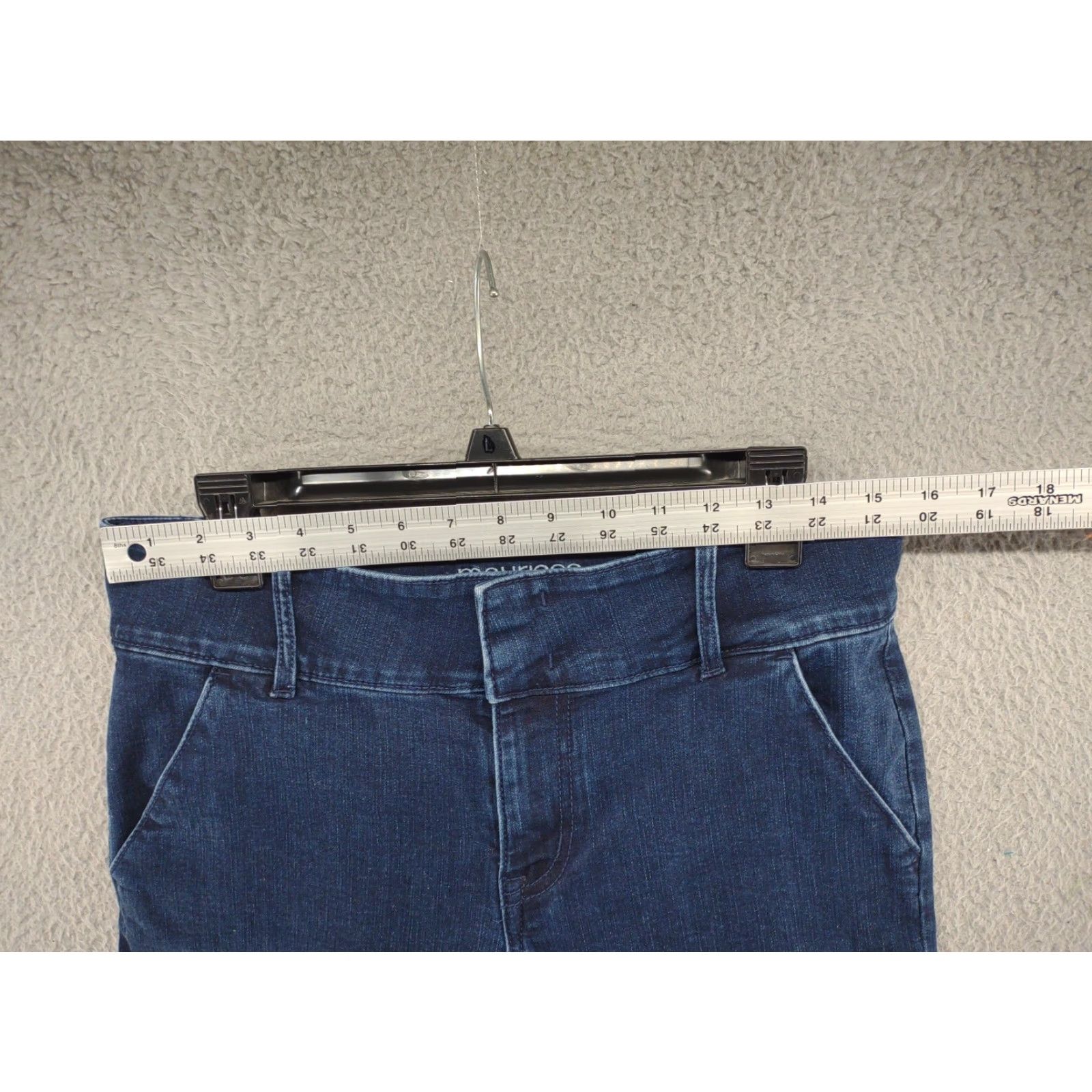 Vintage Maurices Women's Mid Rise Dark Wash Ankle Slit Jeans Size 8 Long Stretch Medium Denim Blue 5-Pocket Style Straight Mens Womens Girls? Size 30" / US 8 / IT 44 - 6 Thumbnail