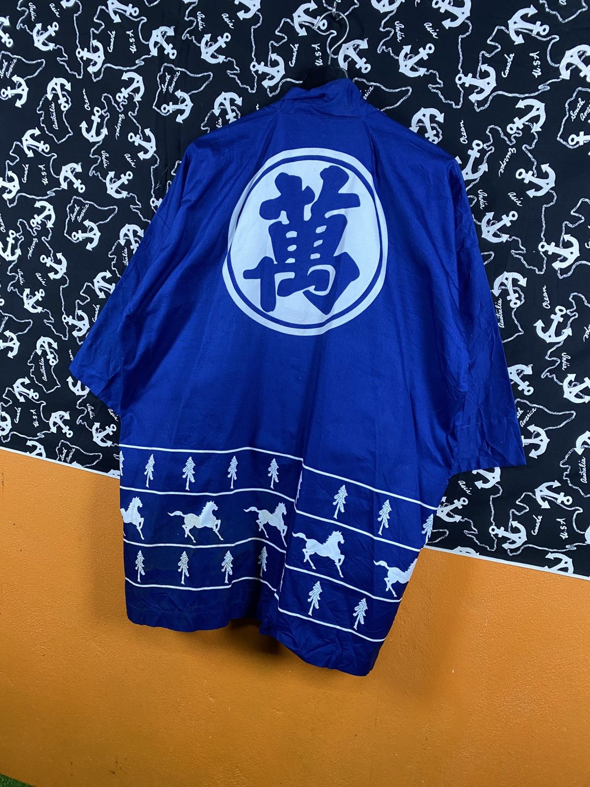 Japanese Brand Vintage Japanese Happi Coat Blue Kanji Print Festival Size US M / EU 48-50 / 2 - 7 Thumbnail