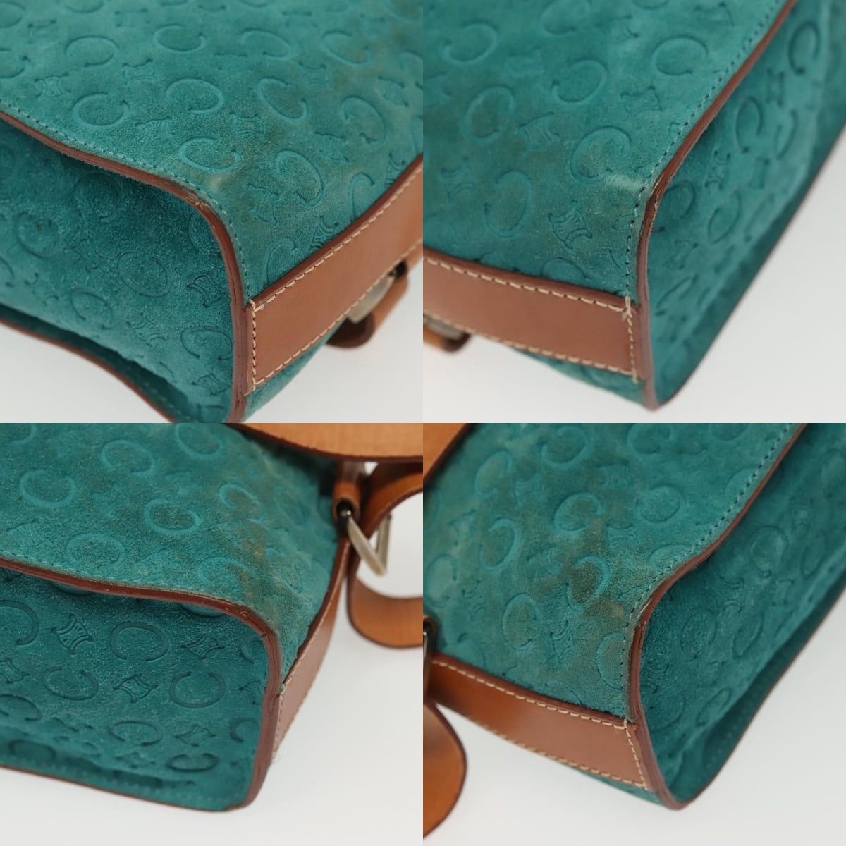 Celine CELINE C Macadam Canvas Shoulder Bag Suede Turquoise Blue Size ONE SIZE - 10 Thumbnail