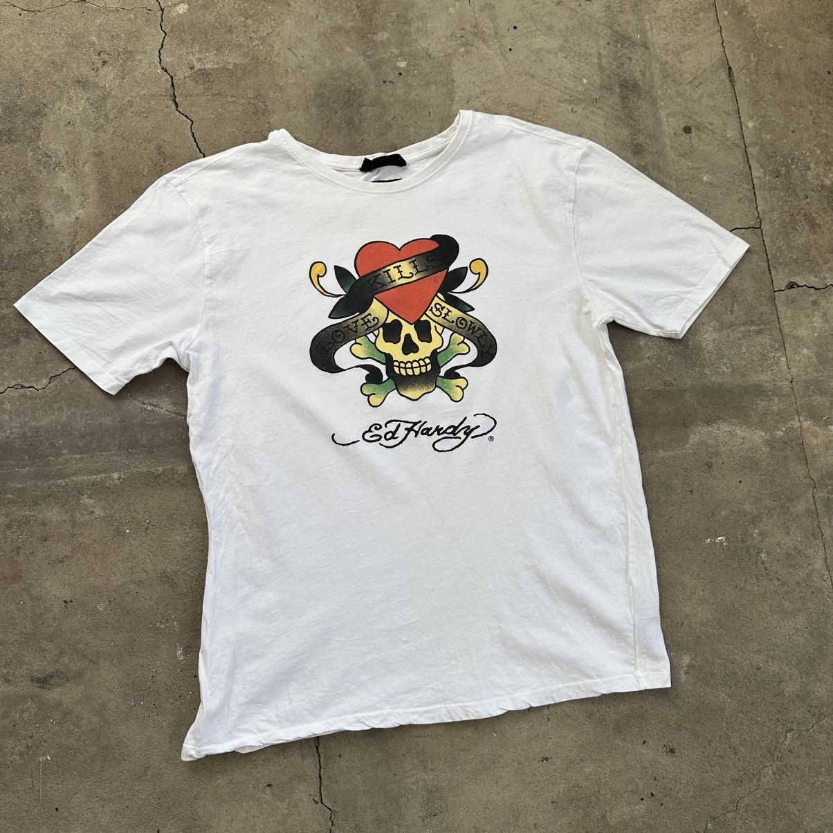 Christian Audigier × Ed Hardy × Vintage Ed Hardy T-Shirt Skull Vintage Big Logo USA Size US XL / EU 56 / 4 - 2 Thumbnail