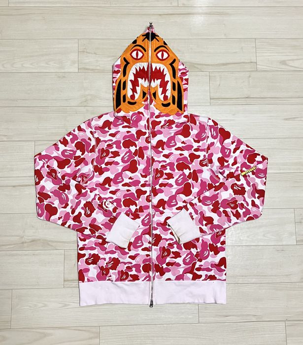 Bape abc camo tiger online full zip hoodie pink