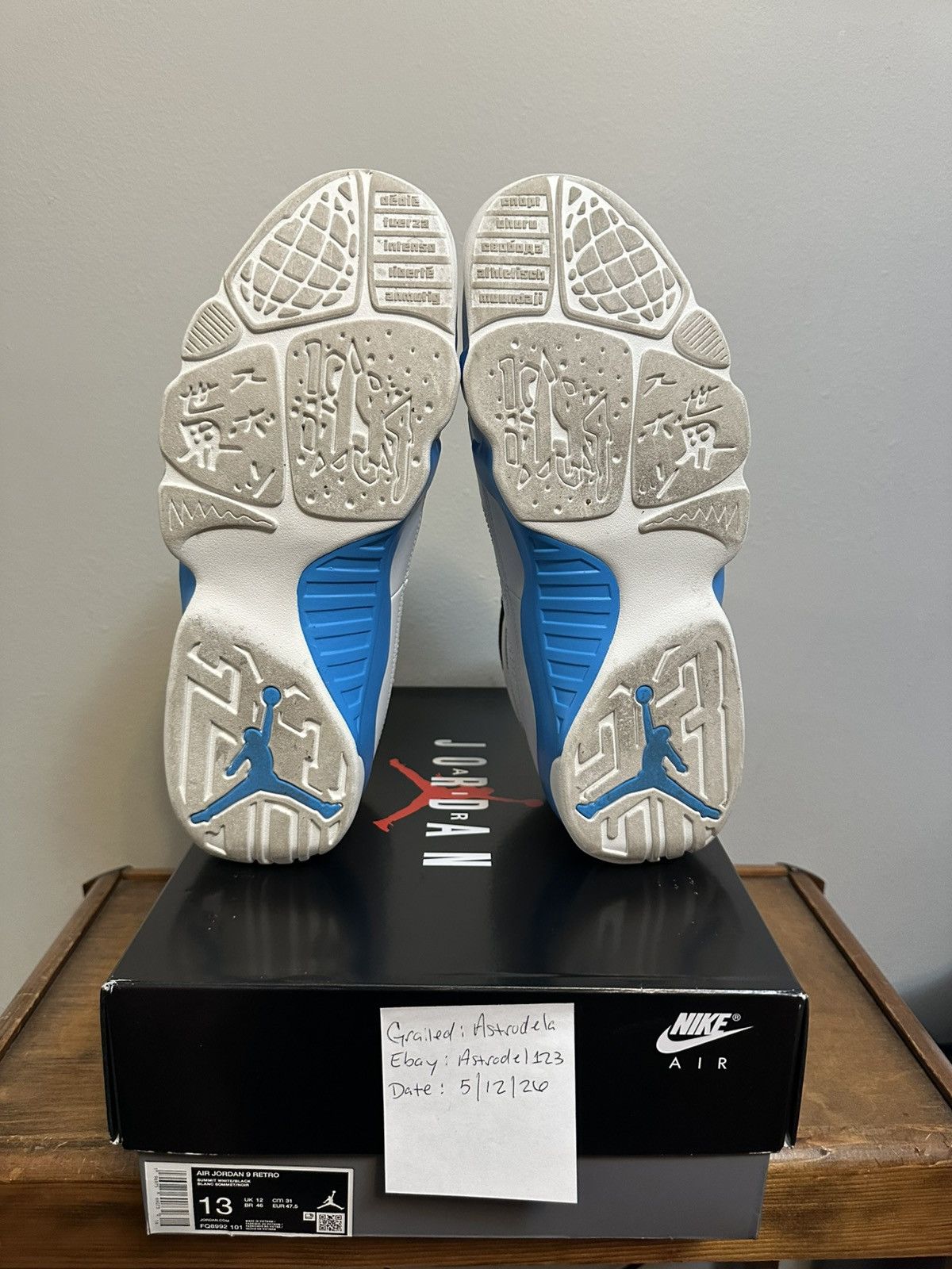Jordan Brand Nike Air Jordan 9 Retro 2024 Powder Blue Size 13 Size US 13 / EU 46 - 6 Thumbnail