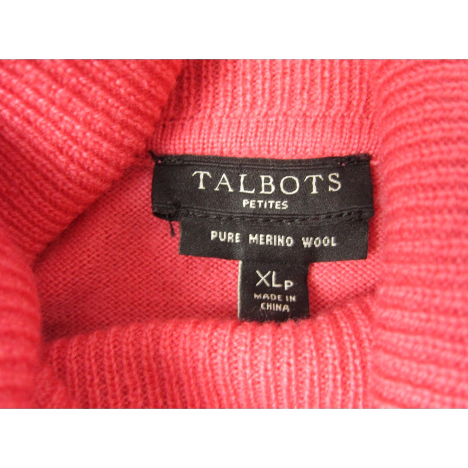 Talbots VINTAGE Talbots Sweater Womens Extra Large Petite XLP Pink Merino Wool Knit Turtleneck Pullover 80s 90s Womens Size XL / US 12-14 / IT 48-50 - 4 Thumbnail