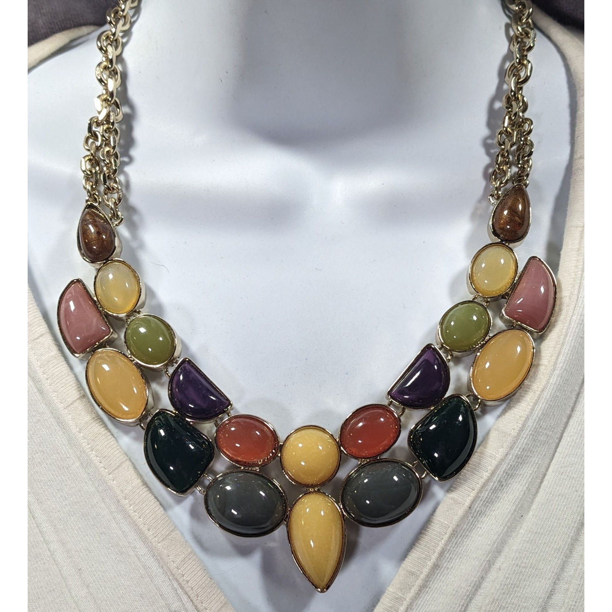 Other Vintage Loft Rainbow Jelly Glass Gemmed Bib Necklace Size ONE SIZE - 6 Thumbnail
