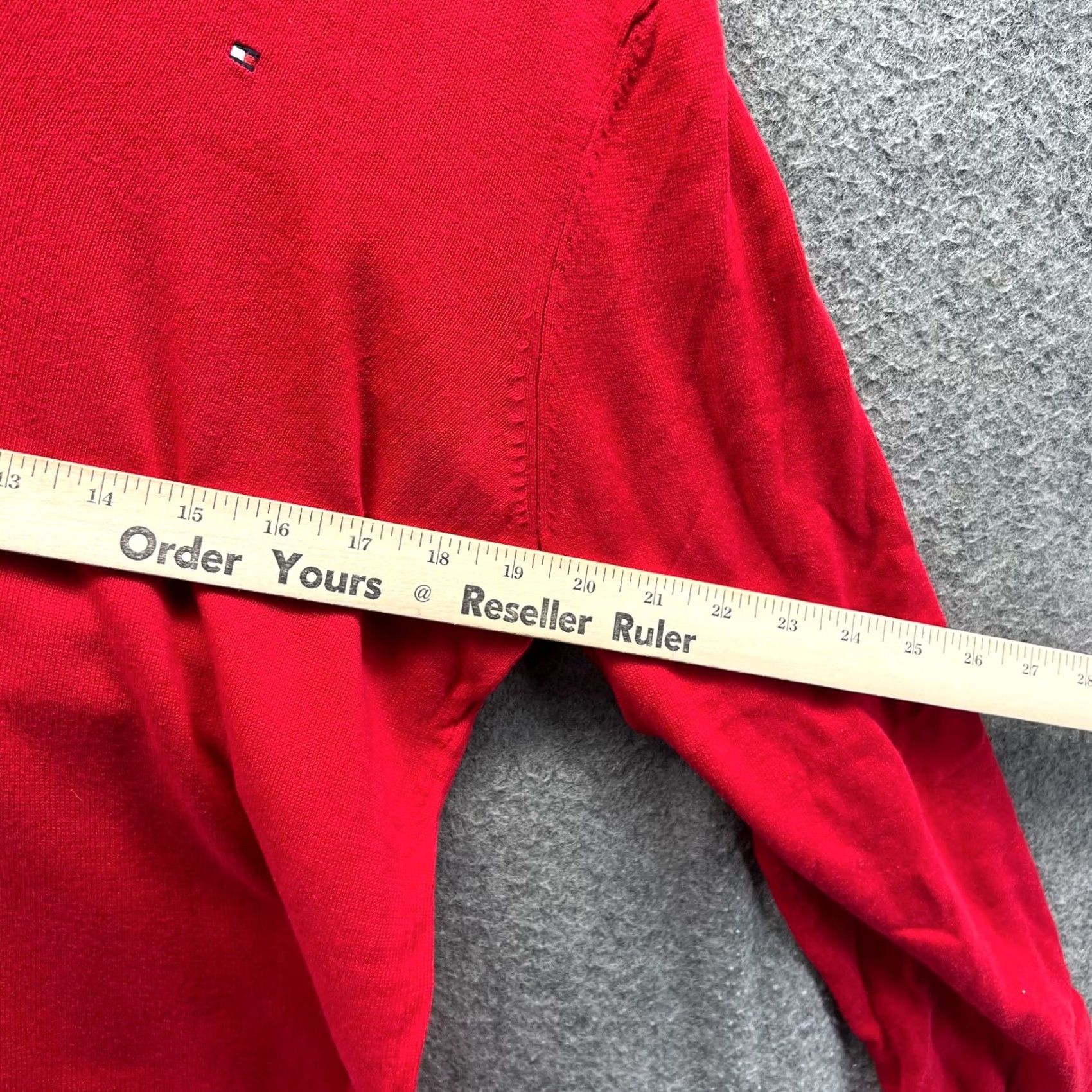 Tommy Hilfiger Tommy Hilfiger Sweatshirt Womens Large Red V-Neck Cotton Knit Pullover Logo Size L / US 10 / IT 46 - 5 Thumbnail