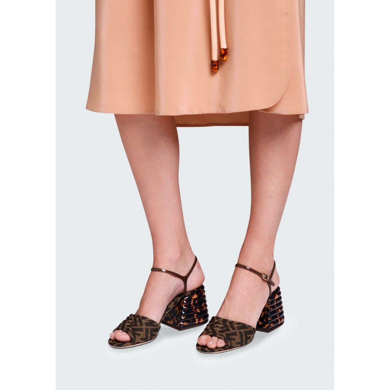 Fendi FF Motif Logo Ankle Strap Sandal Peep Toe Block Heel Pump 36 Size US 6 / IT 36 - 6 Thumbnail