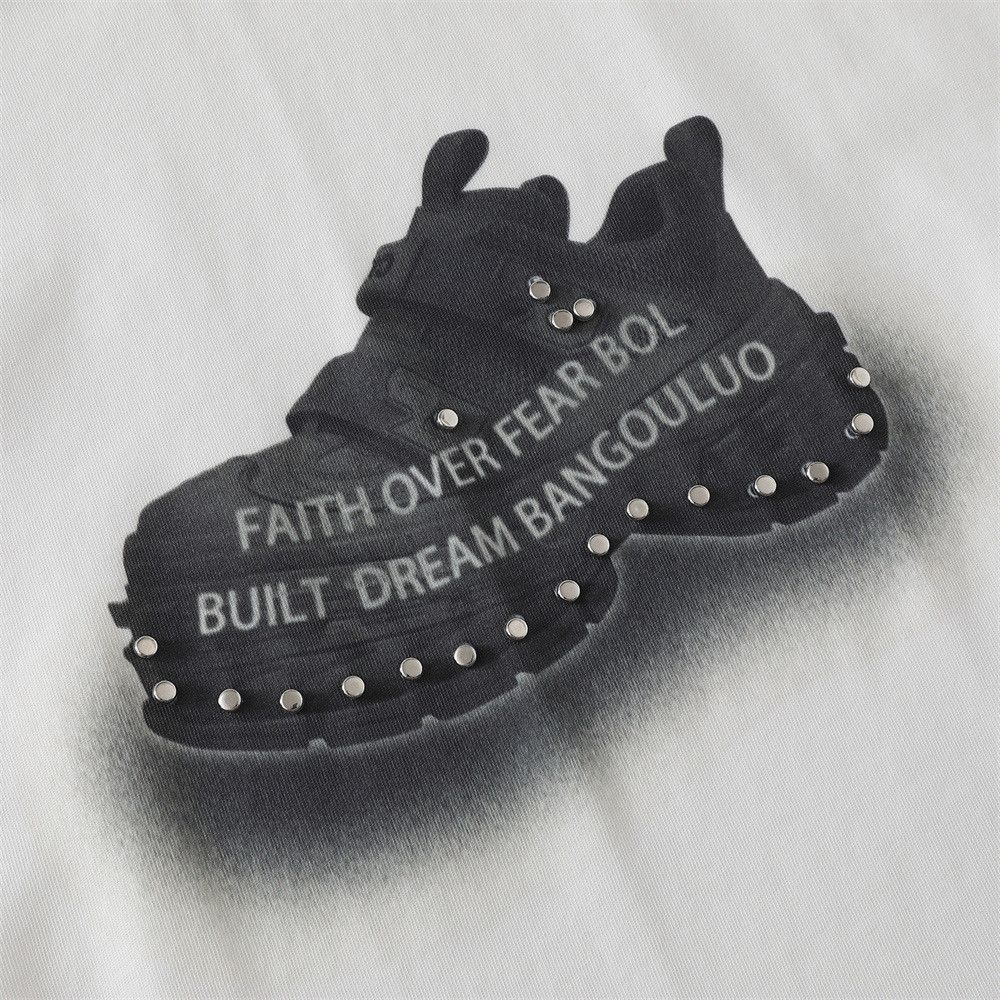 Japanese Brand Men's Loose-Fit Casual T-Shirt with Creative Shoe Print Size US M / EU 48-50 / 2 - 4 Thumbnail