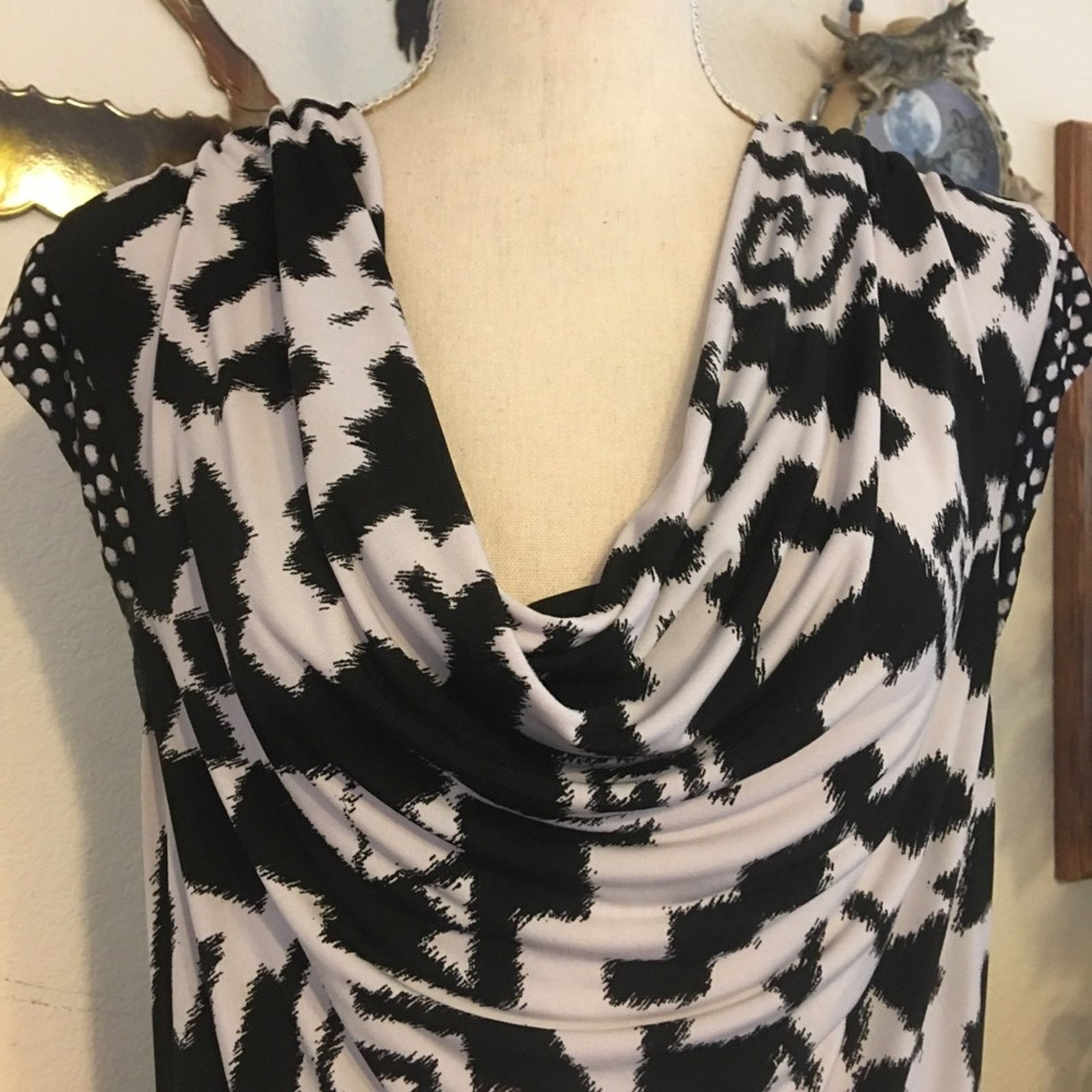Alfani Alfani geometric print black/white tunic top dress Size XL / US 12-14 / IT 48-50 - 3 Thumbnail