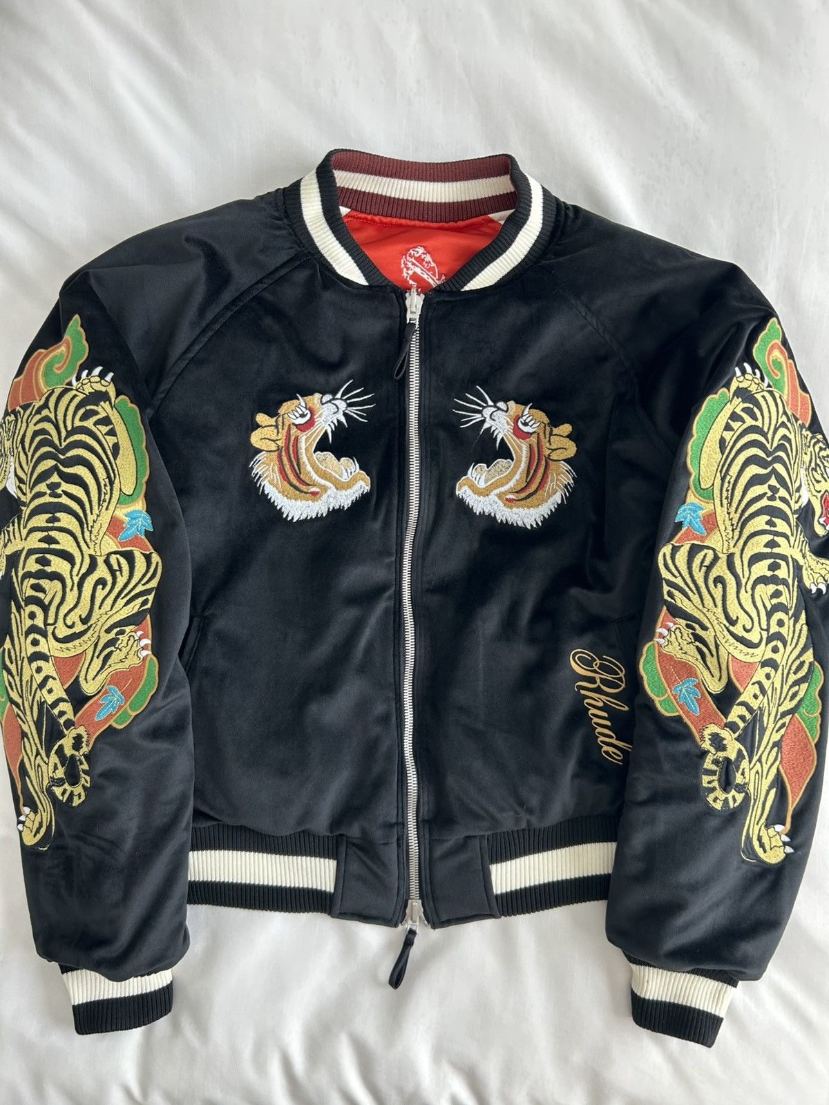 Rhude Souvenir Reversible Jacket Embroider Tiger Snake Skull