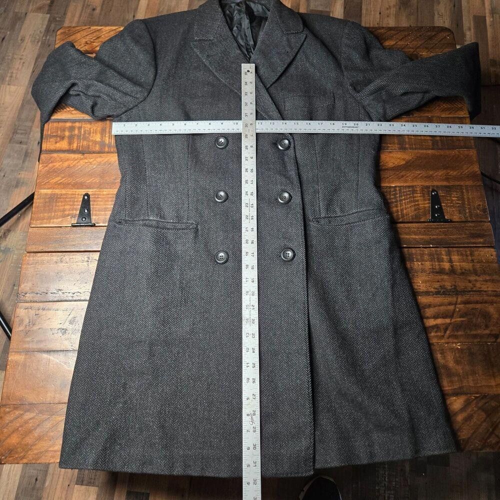 Designer Vintage Made in England Men's Wool Pea / Overcoat Black C2 Size US L / EU 52-54 / 3 - 8 Thumbnail