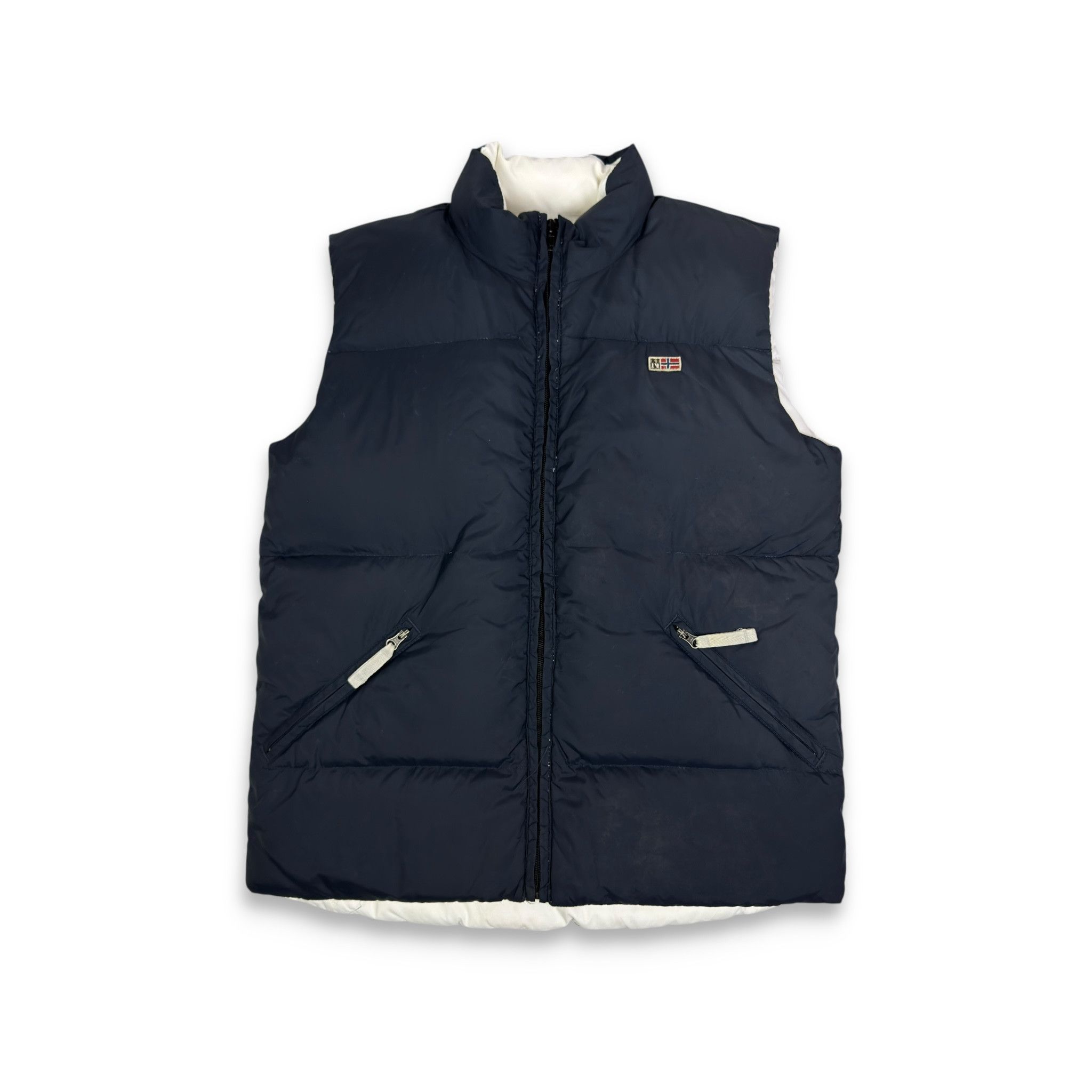 Napapijri Napapijri Men White Blue Reversible Full Zip Gilet Down Vest Size US S / EU 44-46 / 1 - 1 Thumbnail