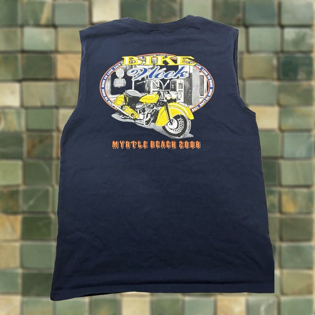 Vintage Bayland T-Shirt Men’s L Sleeveless Myrtle Beach bike week 2008 Blue Myrtle Beach 2008 Mens Bay Island Bayland T-Shirt L Sleeveless Blue Size US L / EU 52-54 / 3 - 1 Thumbnail