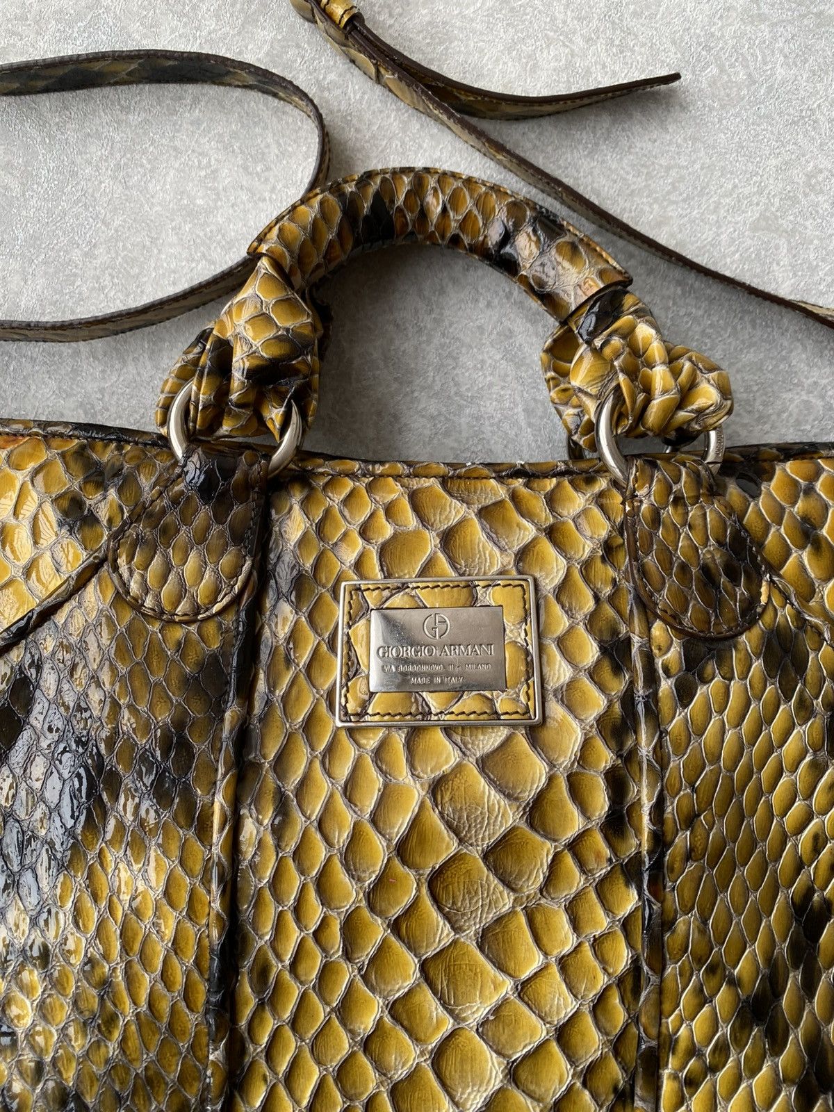Giorgio Armani Giorgio Armani Python Style Calfskin Shoulder Travel Bag Size ONE SIZE - 4 Thumbnail