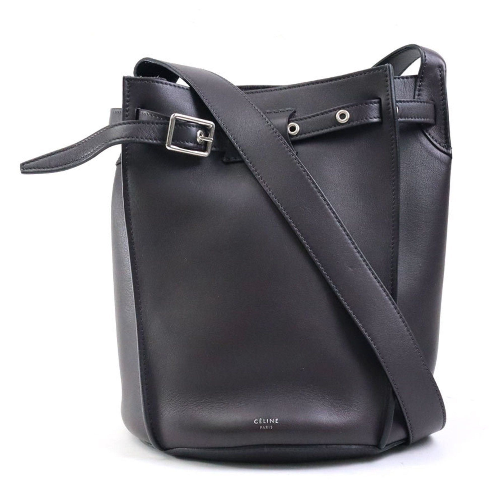 image of Celine Shoulder Bag Big Bucket Leather Charcoal Gray Ladies in Grey, Women's