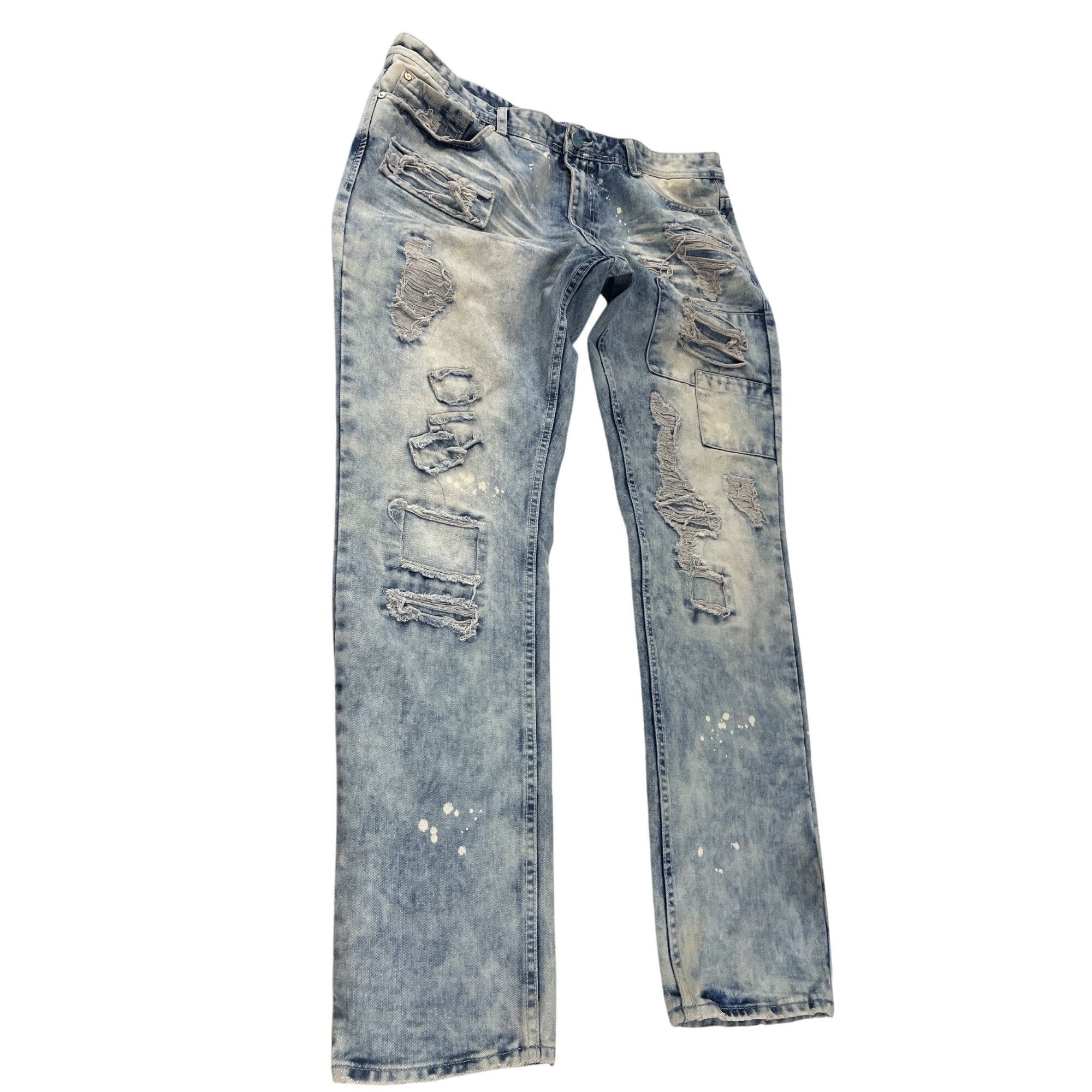 Jordan Craig Jordan Craig Artisan mens blue grunge distressed jeans 38/34 Size US 38 / EU 54 - 1 Thumbnail
