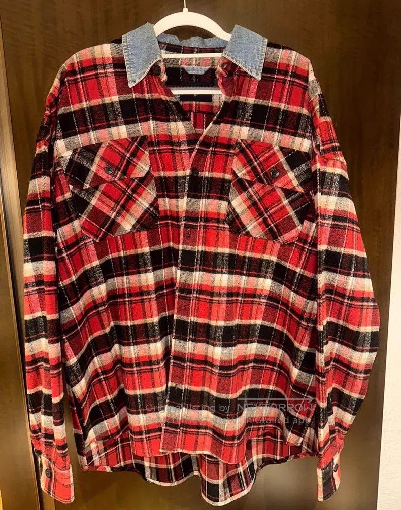 Fear of God Fear of God Flannel denim collar plaid shirt | Grailed