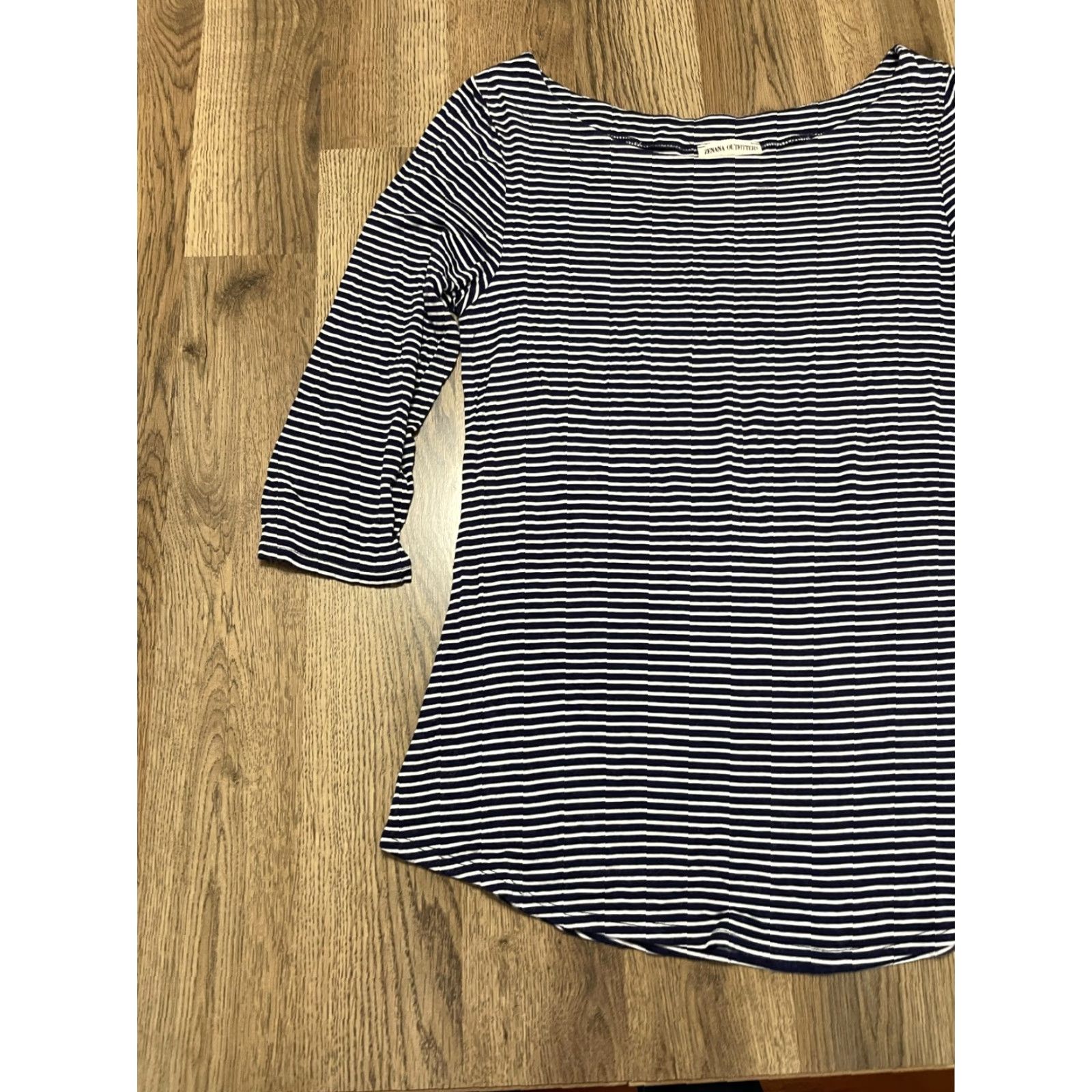 Vintage Zenana Outfitters Shirt Womens Size M Navy White Striped 3/4 Sleeve Casual Regular T-Shirt Size M / US 6-8 / IT 42-44 - 3 Thumbnail