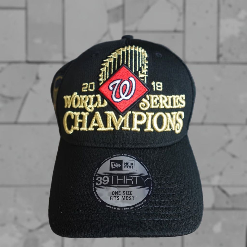 New Era VINTAGE Washington Nationals Hat Black World Series 2019 Embroidered 39Thirty NEW Size ONE SIZE - 1 Thumbnail