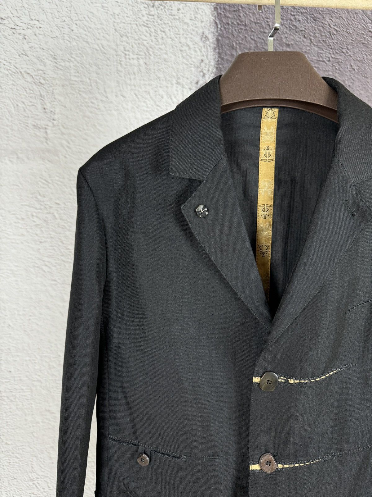 Marithe + Francois Girbaud Marithe Francois Girbaud black ramie wool avant garde blazer Size 42R - 3 Thumbnail