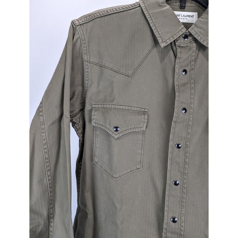 Saint Laurent Paris o1rshd1 Shirt in Green Size US M / EU 48-50 / 2 - 6 Thumbnail