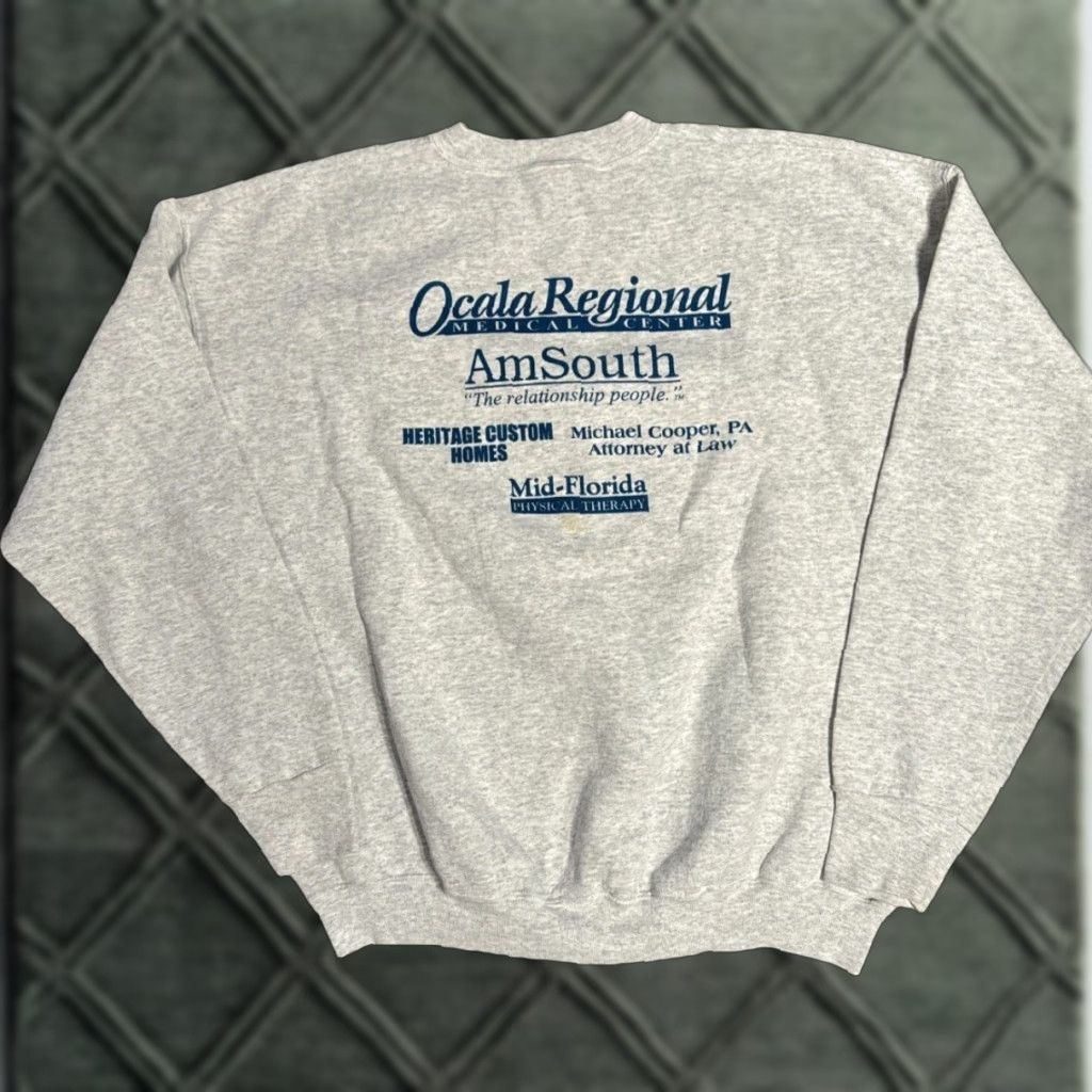 Fruit Of The Loom VINTAGE Reindeer Run Ocala Florida Christmas 5k Crewneck Sweatshirt XL Gray Mens/Womens (Unisex Adults) Pullover Fruit of the Loom Size US XL / EU 56 / 4 - 1 Thumbnail
