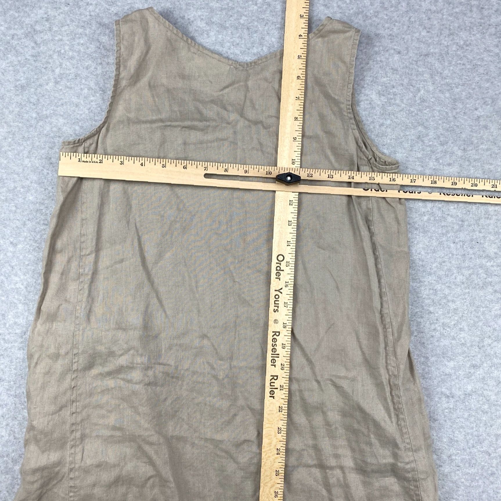 Vintage VINTAGE? No — Pure Jill Linen Dress Womens 2XS Khaki Shift Sleeveless V-Neck Asymmetric Hem Dress Size XXS / US 00 / IT 34 - 7 Thumbnail