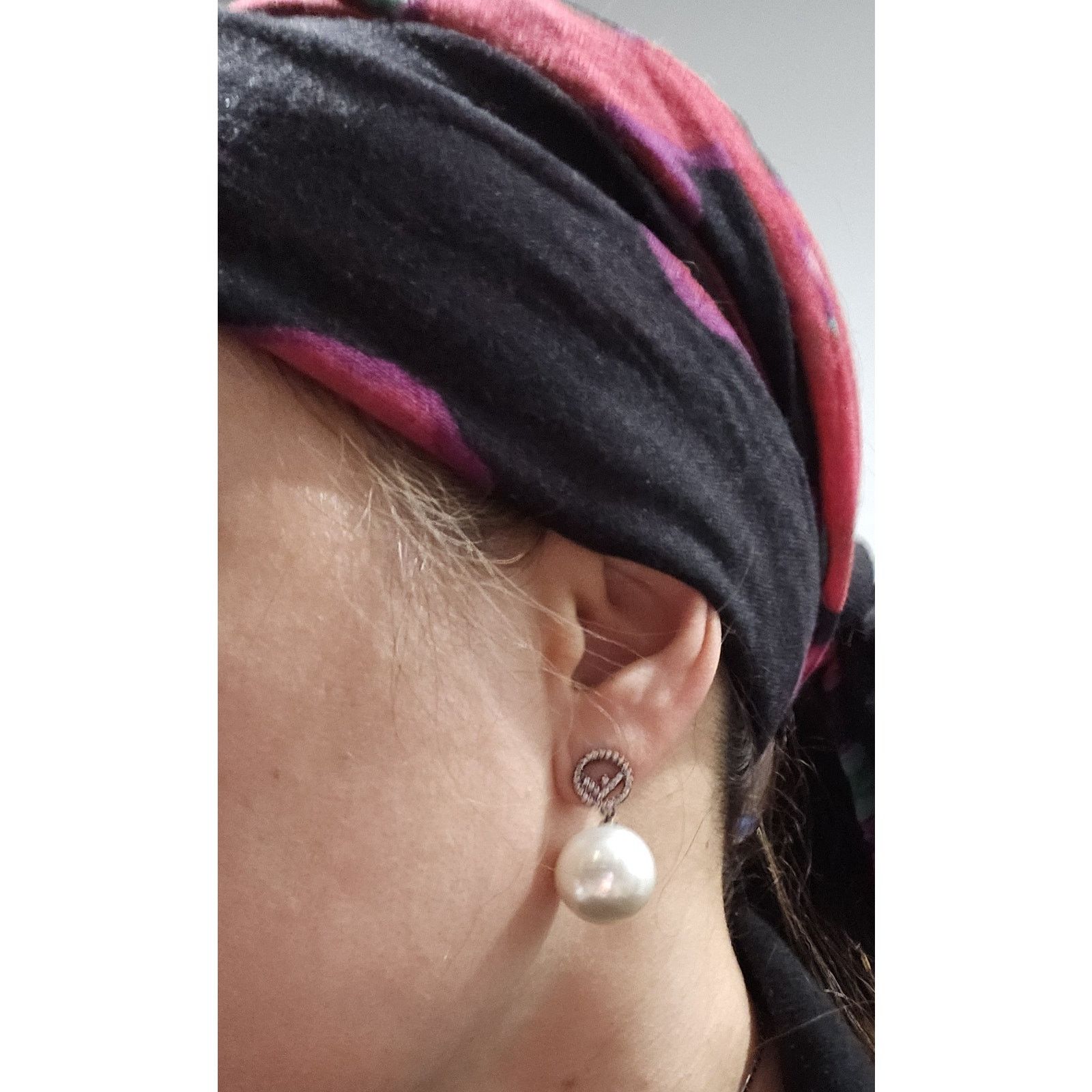 Fendi Fendi Gun Metal Rhinestone Pearl Logo Earrings Size ONE SIZE - 6 Thumbnail