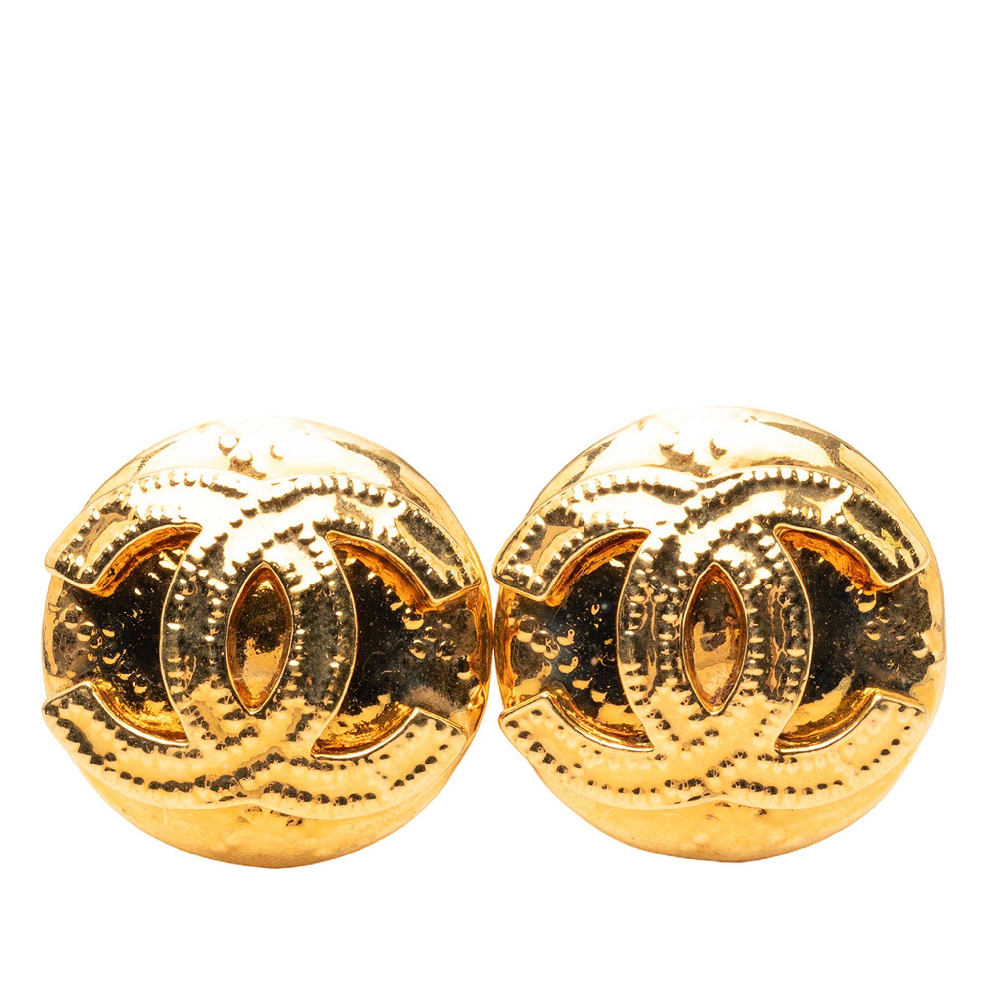 Chanel Chanel Gold Plated CC Round Clip on Earrings Size ONE SIZE - 1 Thumbnail