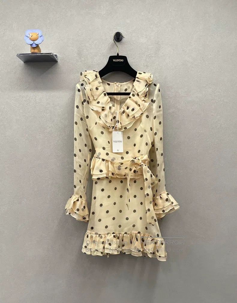 Valentino Valentino Light beige polka dot organza dress Size S / US 4 / IT 40 - 1 Thumbnail