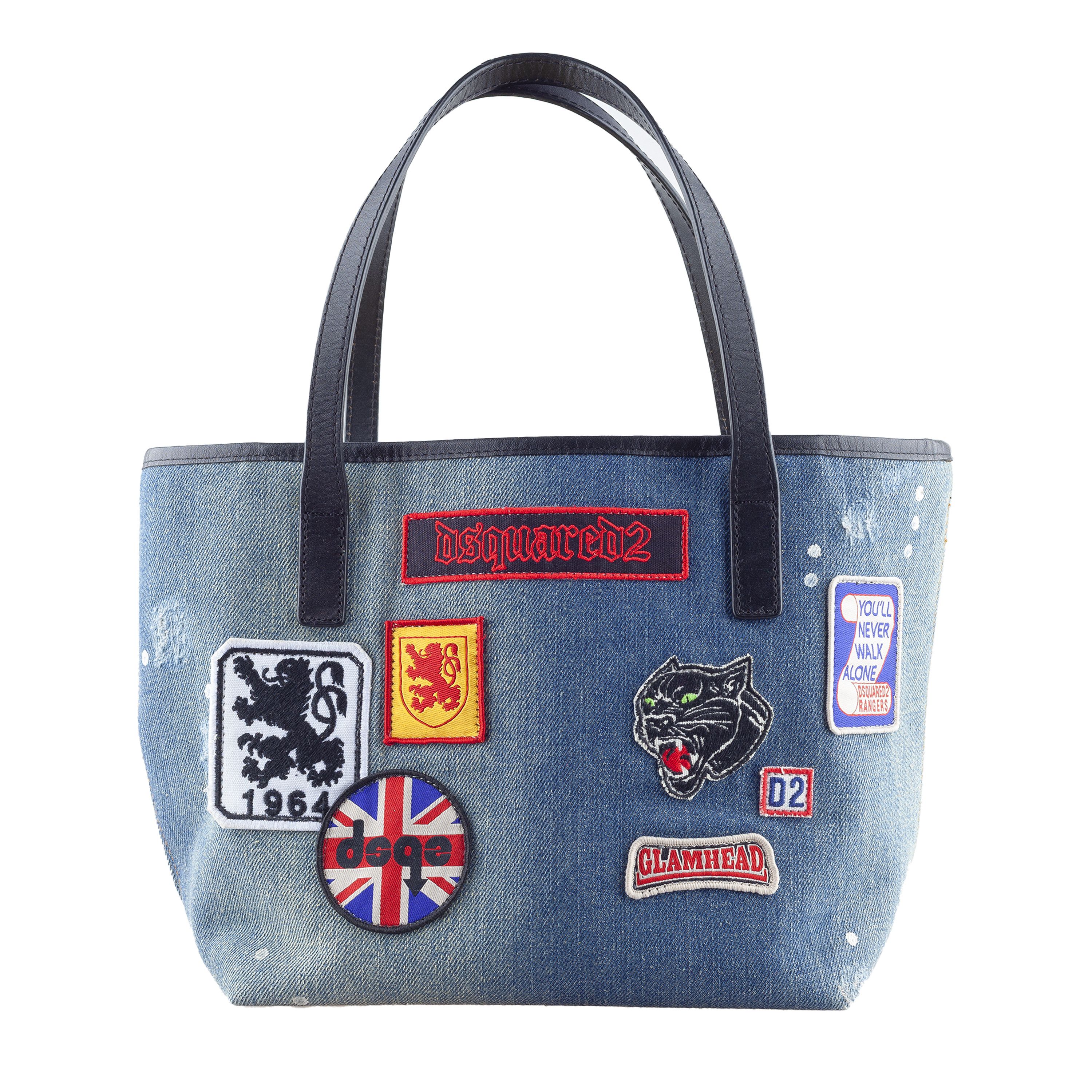 DSQUARED2 Denim Patchwork Shoulder Bag