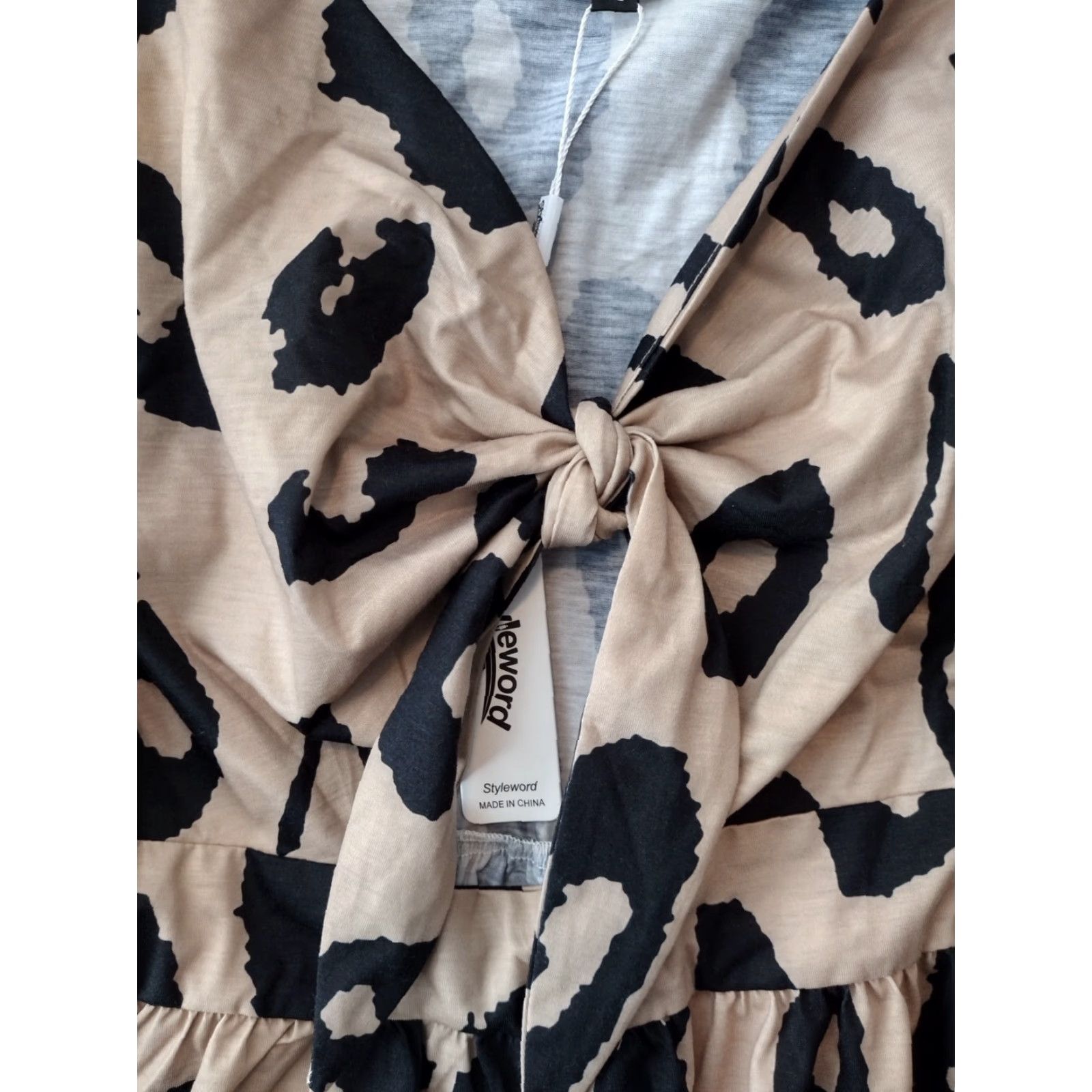 Vintage Styleword Animal Print Loose Tan Twill Leopard Dress M Size M / US 6-8 / IT 42-44 - 7 Thumbnail