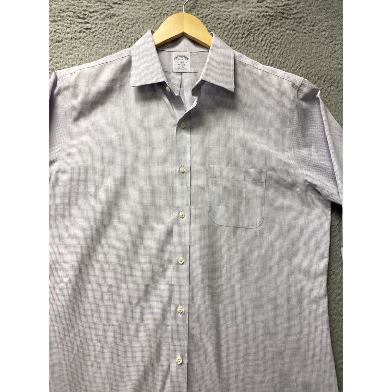 Brooks Brothers VINTAGE Brooks Brothers Regent Check Dress Shirt 16.5 Long Sleeve White Cotton Classic Fit Mens Size 42R - 2 Thumbnail