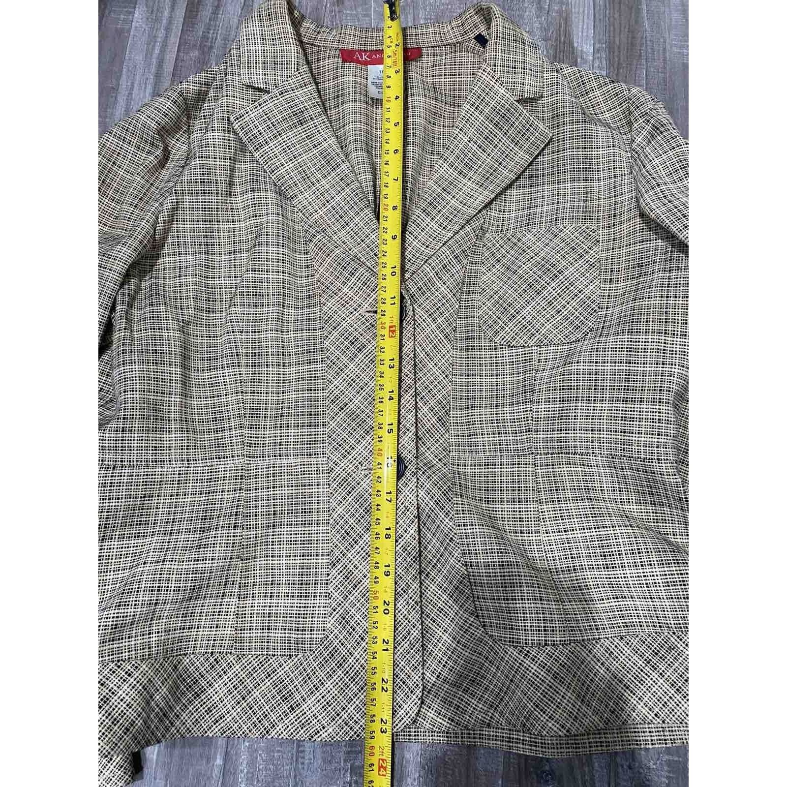 Anne Klein Anne Klein Womens Blazer Plaid Double-Button Size 16 A001604 Size XXL / US 16-18 / IT 52-54 - 7 Thumbnail