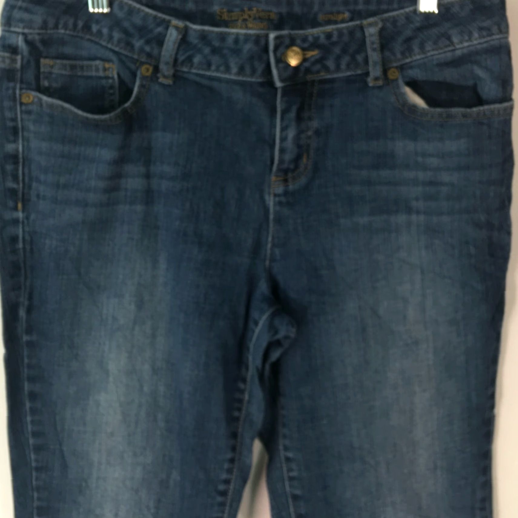 Vintage Simply Vera Vera Wang Jeans Women 12P Blue Denim Capri Straight Leg Cuffed 5-Pocket Stretch Size 34" / US 12 / IT 48 - 2 Thumbnail