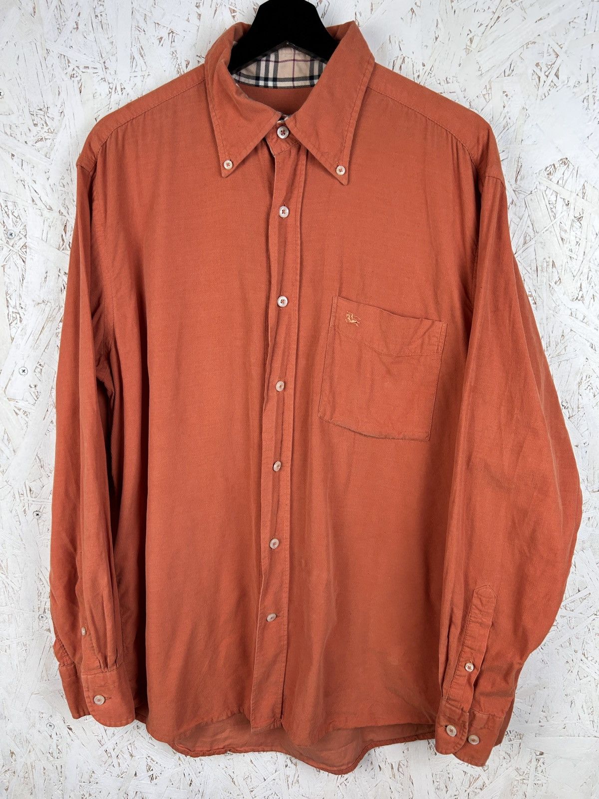 Burberry Vintage Burberry Micro Corduroy Velvet Button Up Shirt Size US L / EU 52-54 / 3 - 1 Thumbnail