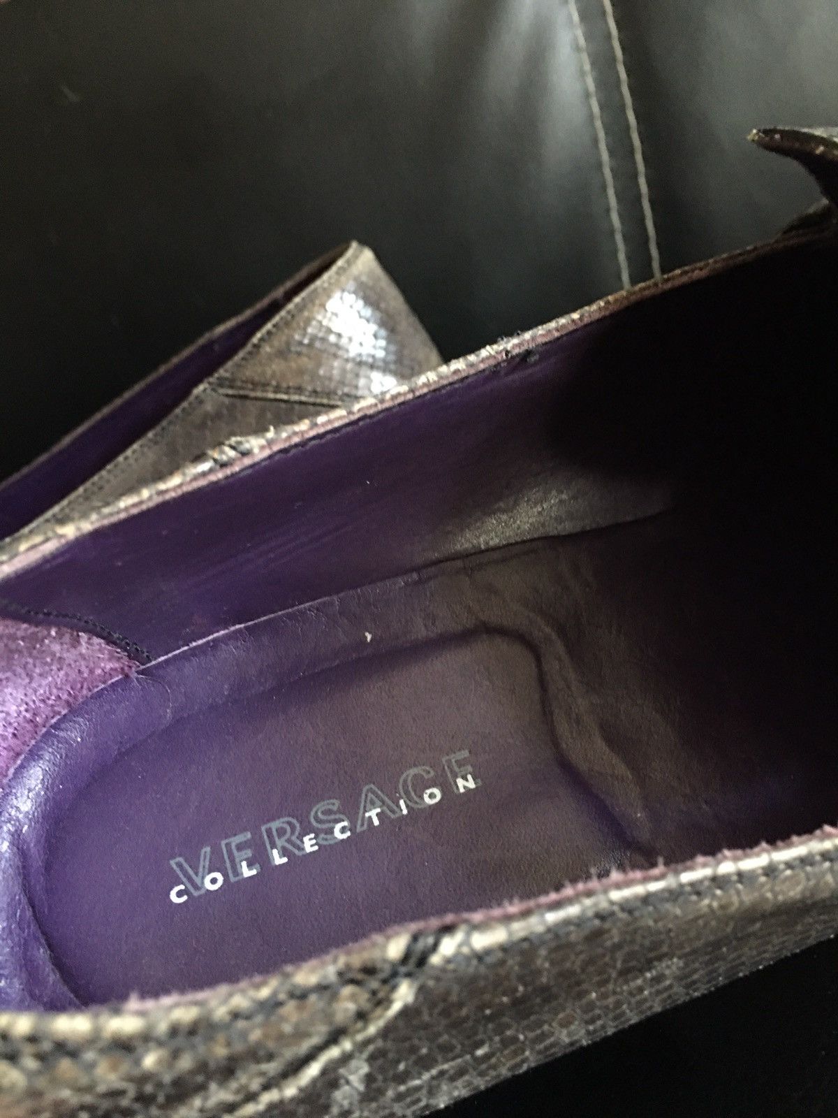 Versace VERSACE Collection Snake Skin Leather Grey Men Shoes EU 45 Size US 12 / EU 45 - 11 Thumbnail