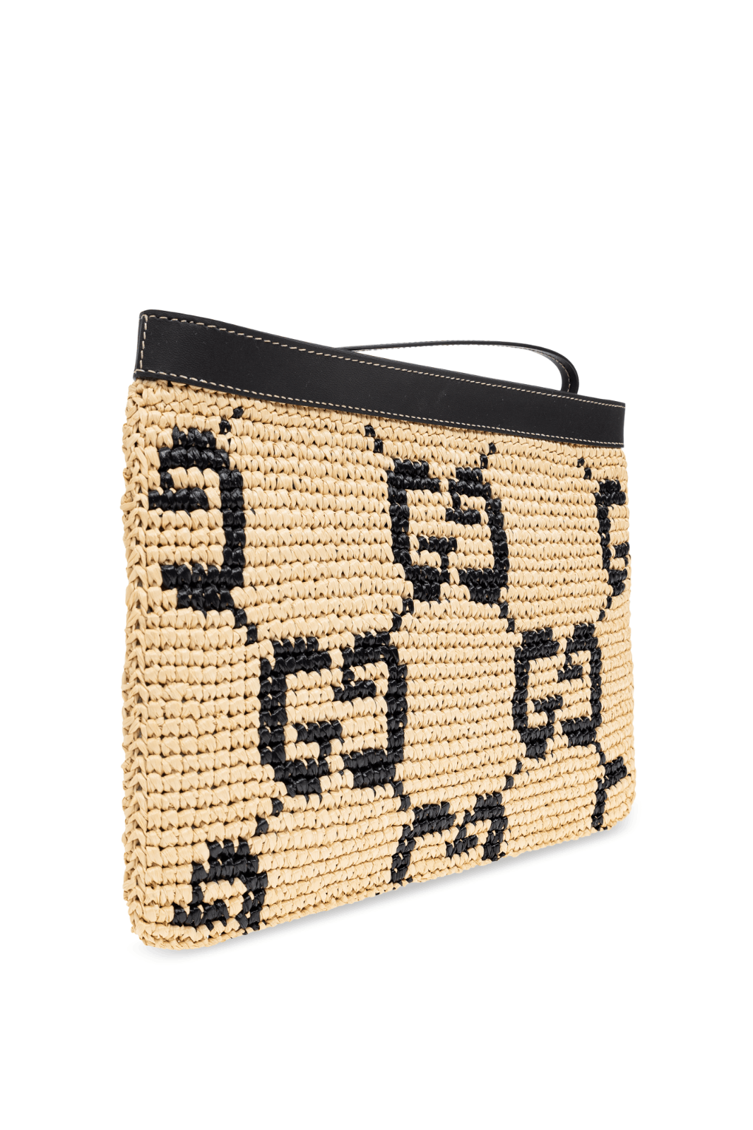 Gucci GUCCI Nat/Blk Raffia Effect Zip Pouch New & Auth Size ONE SIZE - 3 Thumbnail