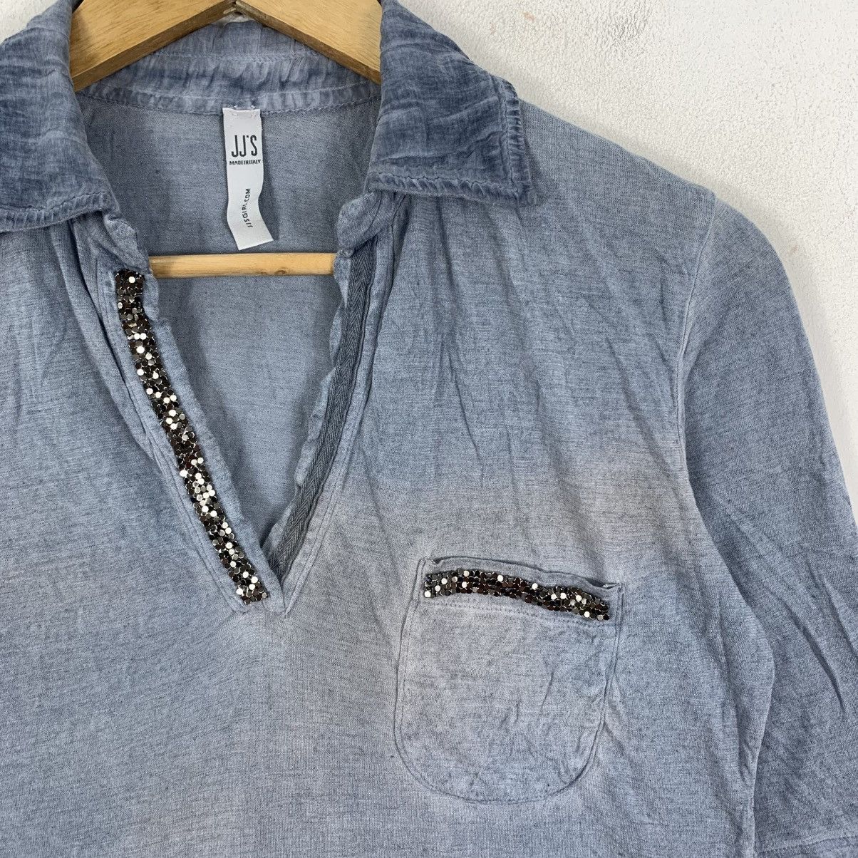 Vintage JJS GIRL Italian Brand Single Pocket Collar Tshirt Size S / US 4 / IT 40 - 4 Thumbnail