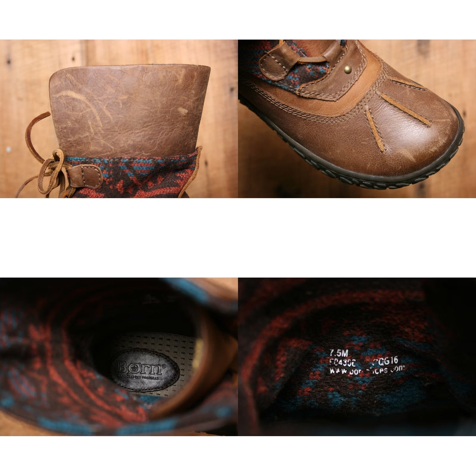 Born VINTAGE Børn Boot Brown Leather Wool 8" Fold-Over Boots Sz. 7.5 Women Size US 8 / IT 38 - 8 Thumbnail