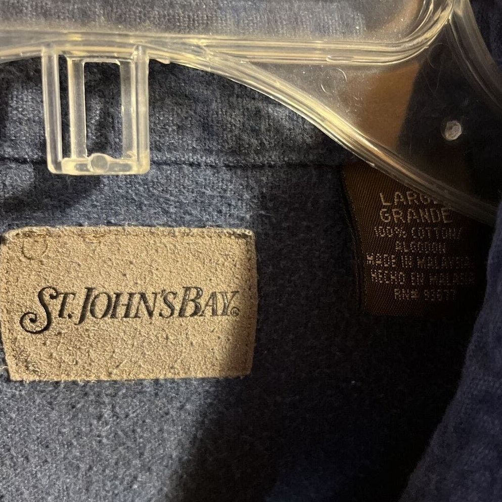 St. Johns Bay St. John’s Bay Men’s L Navy Blue Button Chamois Cotton Shirt Size US L / EU 52-54 / 3 - 3 Thumbnail