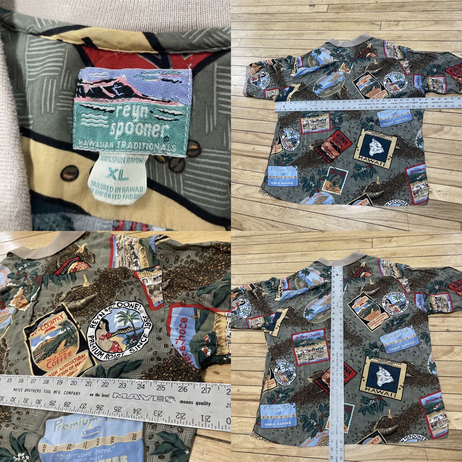 Reyn Spooner REYN SPOONER Polo Shirt Men Xl Hawaiian Coffee Roast Print Vintage Spun Rayon Button-Up Short Sleeve 52 in Chest Brown Size US XL / EU 56 / 4 - 8 Thumbnail