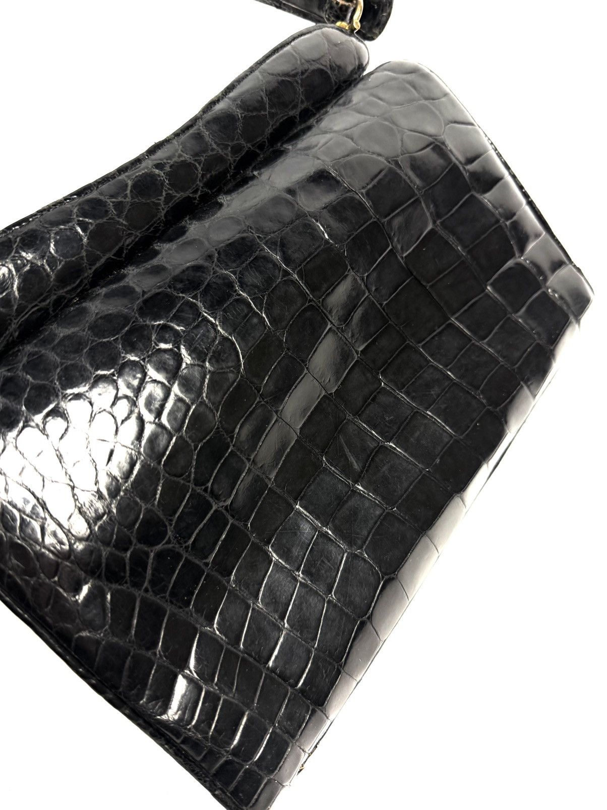 Vintage 1950-60s Genuine Crocodile Hornback Frame Top Handbag Exotic Size ONE SIZE - 16 Thumbnail