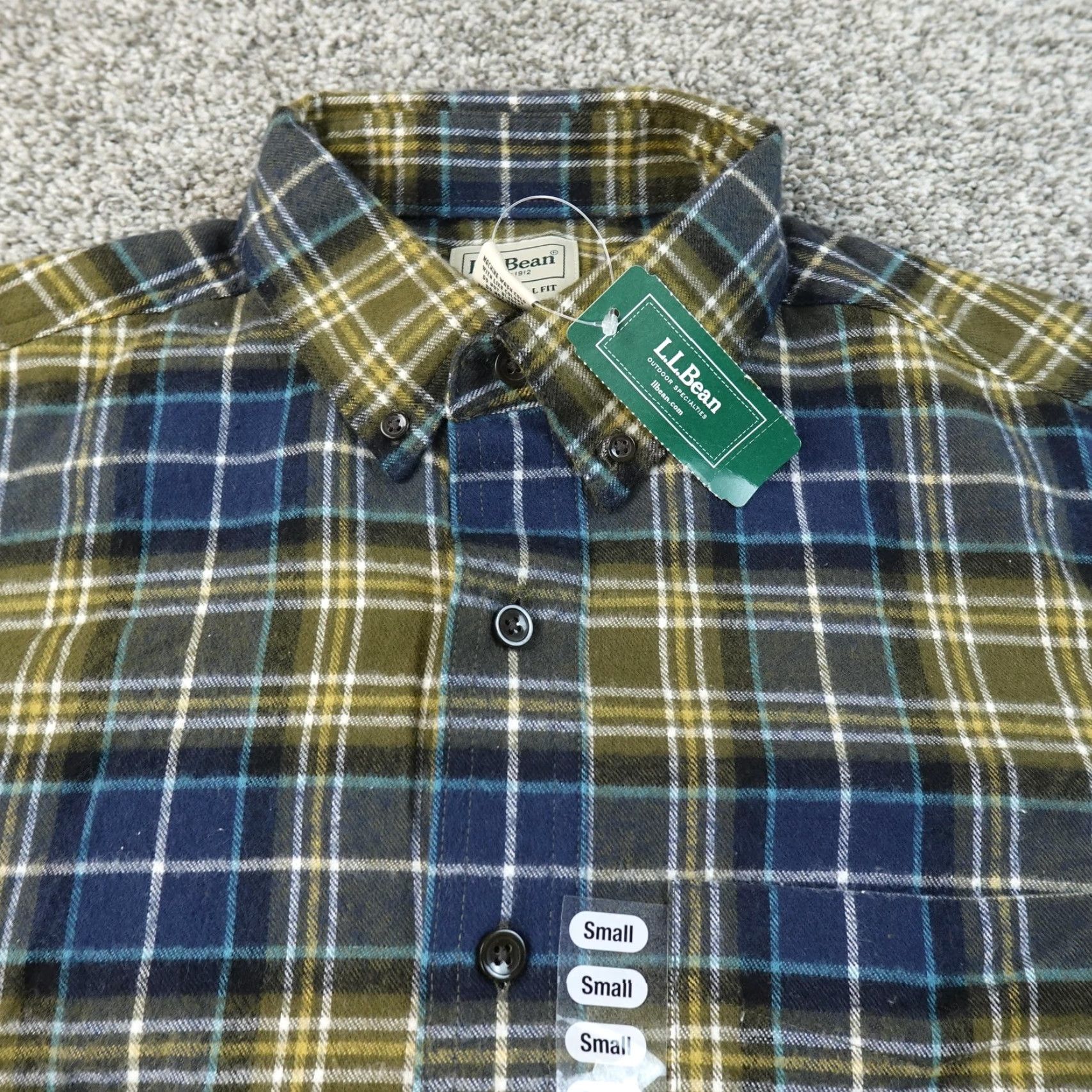 Vintage LL Bean Shirt Mens S Blue Scotch Plaid Flannel Button Up Long Sleeve Hiking Casual Winter Size US S / EU 44-46 / 1 - 3 Thumbnail