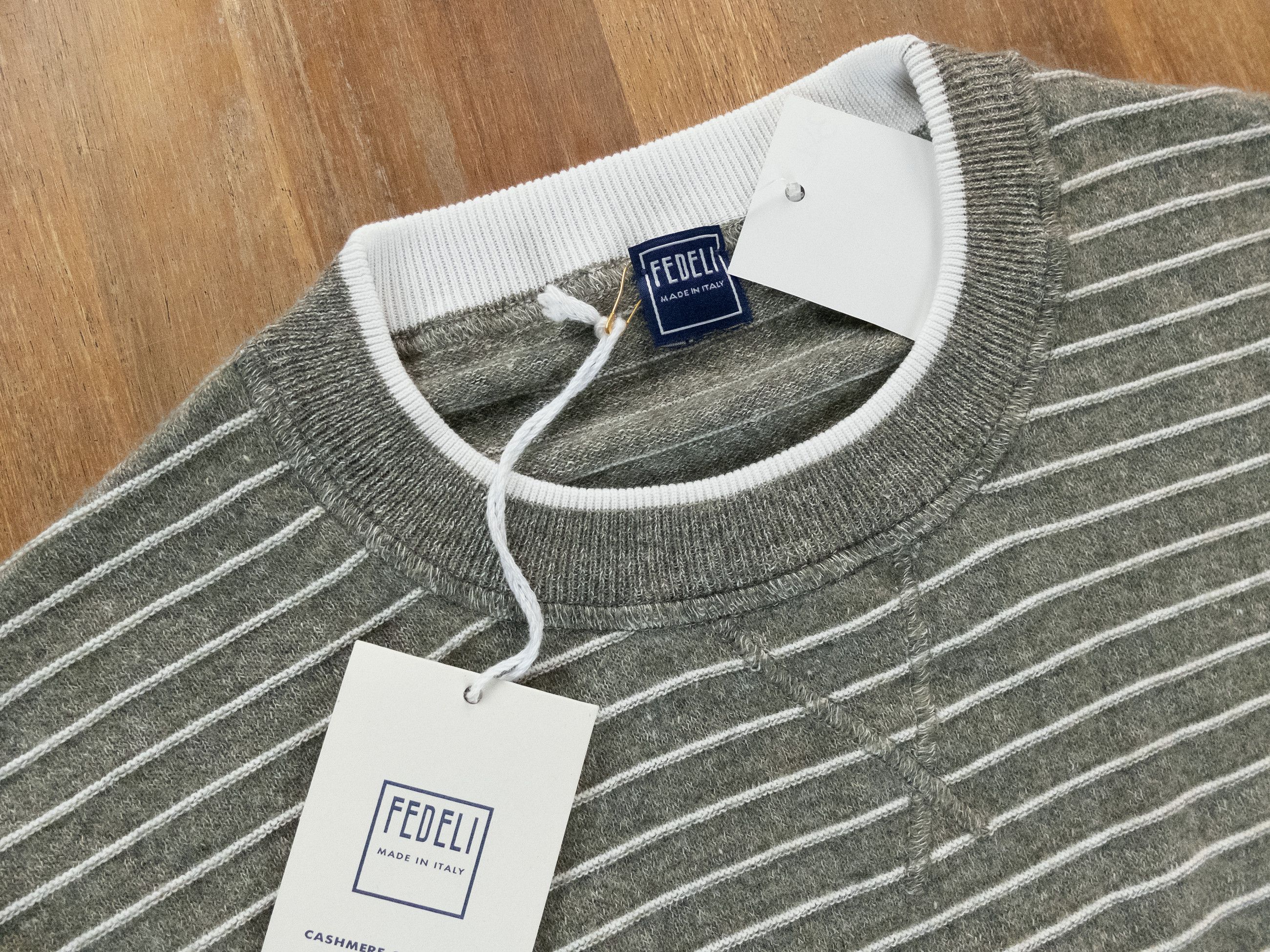 Fedeli FEDELI green striped cashmere linen sweater Size 3XL Size US XXL / EU 58 / 5 - 2 Thumbnail